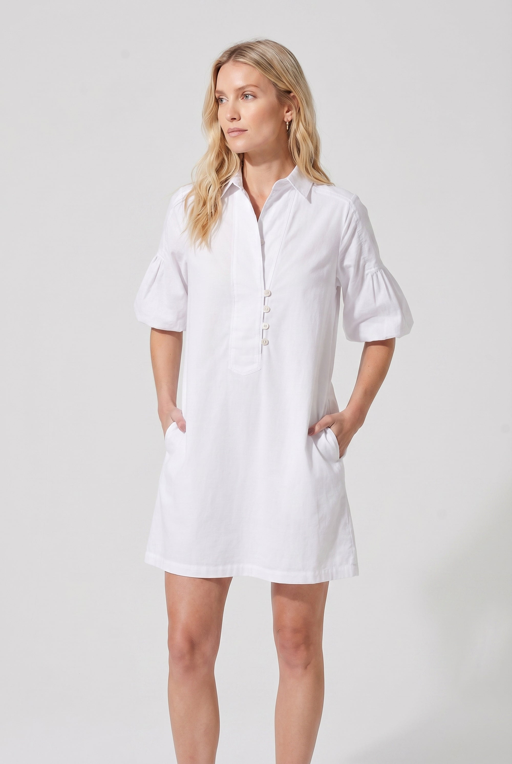 Day Off Shirtdress in Poplin - White