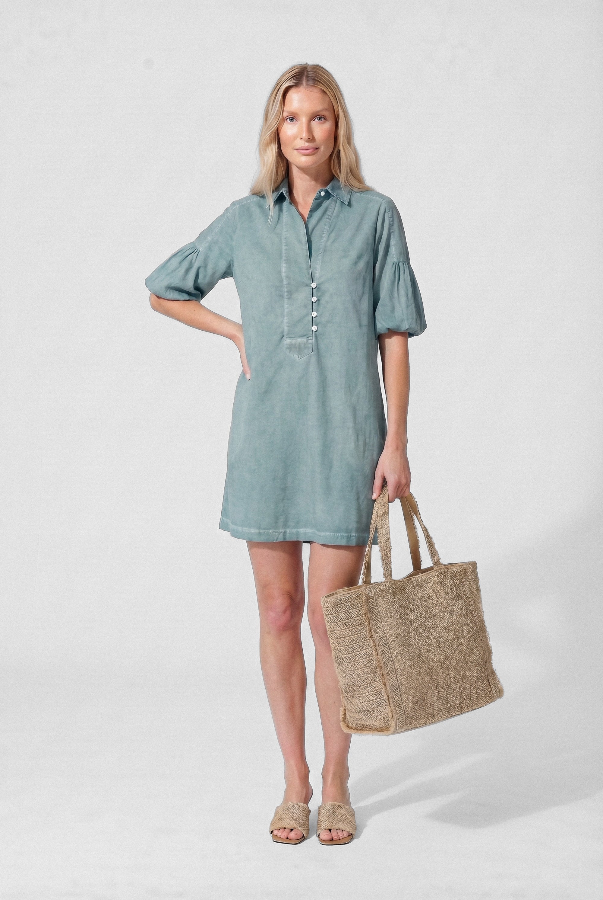 Day Off Shirtdress in Poplin - Shark
