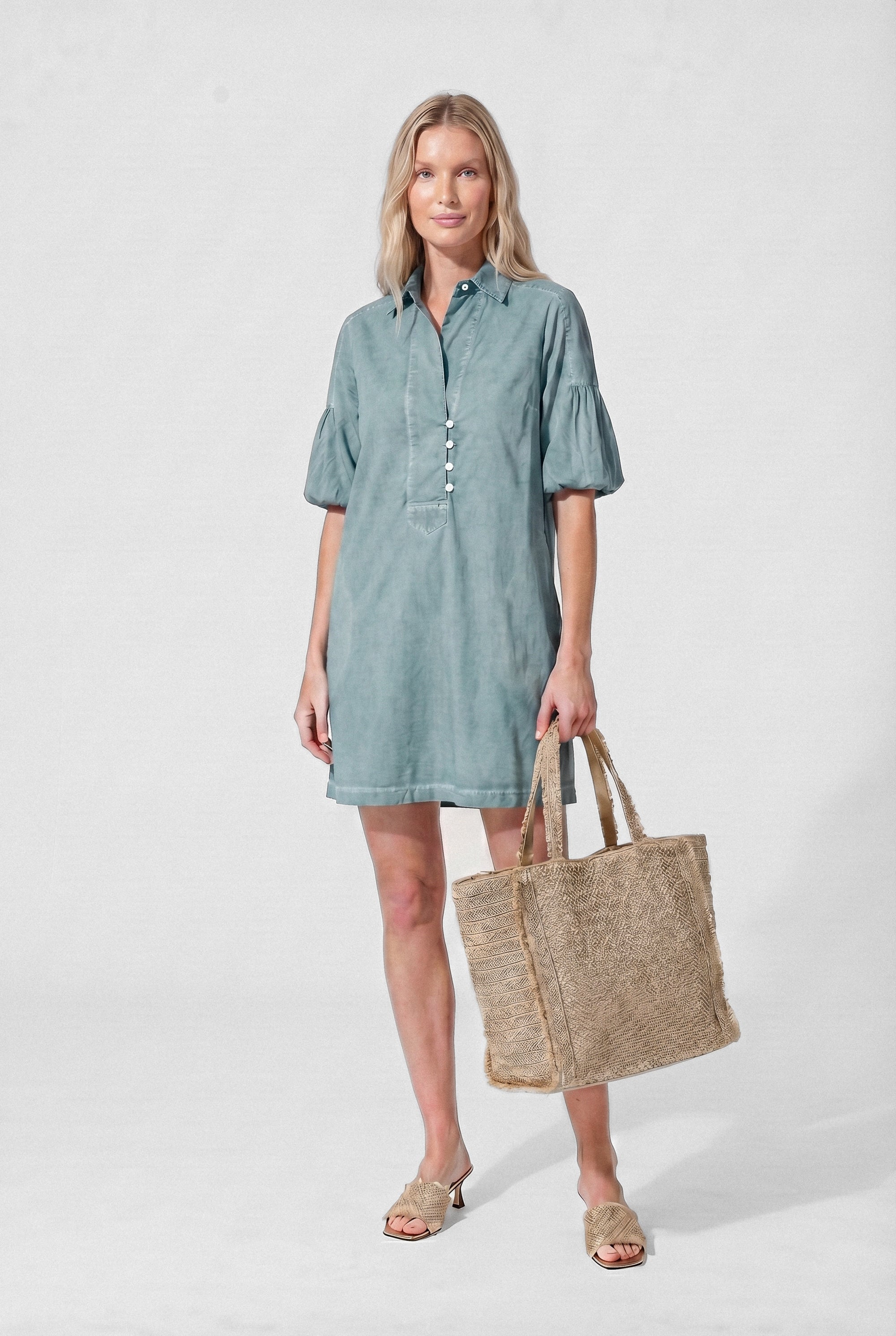 Day Off Shirtdress in Poplin - Shark