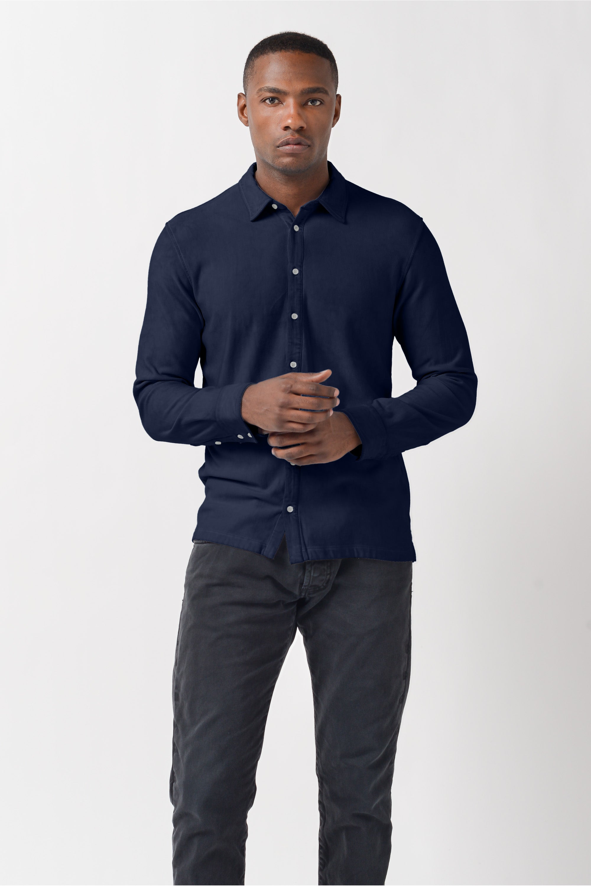 Easton - Viscose Jersey Shirt Shirt - Navy