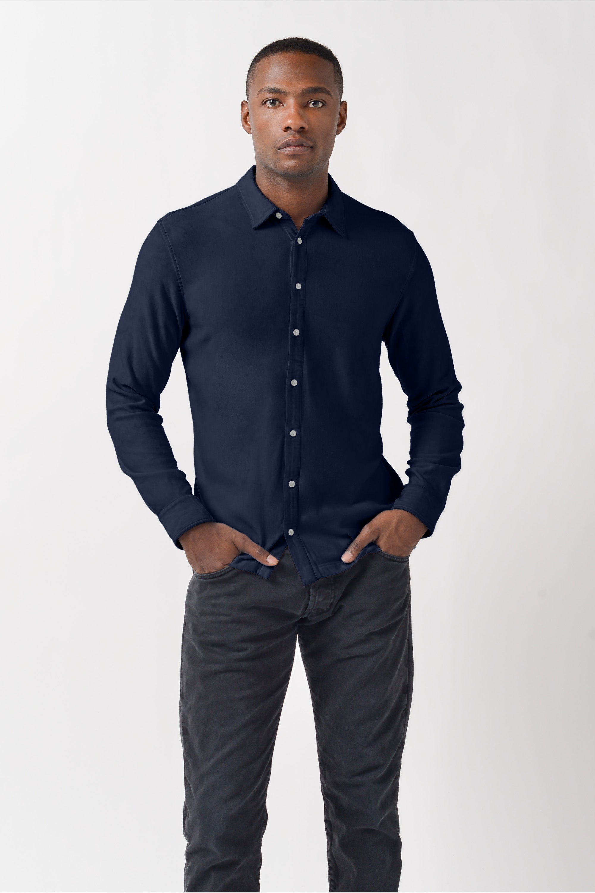 Easton - Viscose Jersey Shirt Shirt - Navy