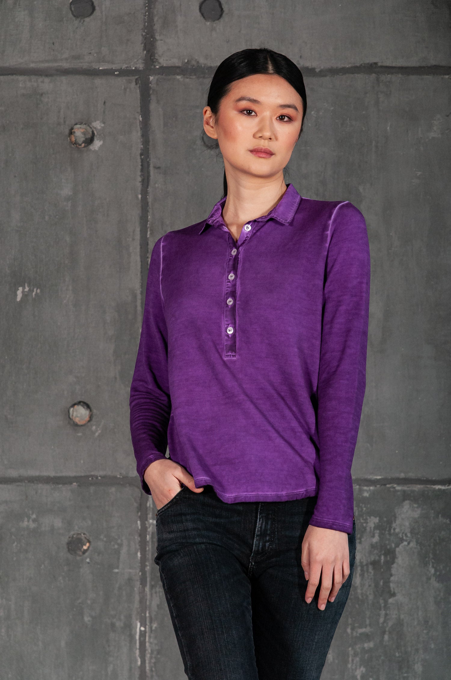 Craig Long Sleeve Polo - Berry