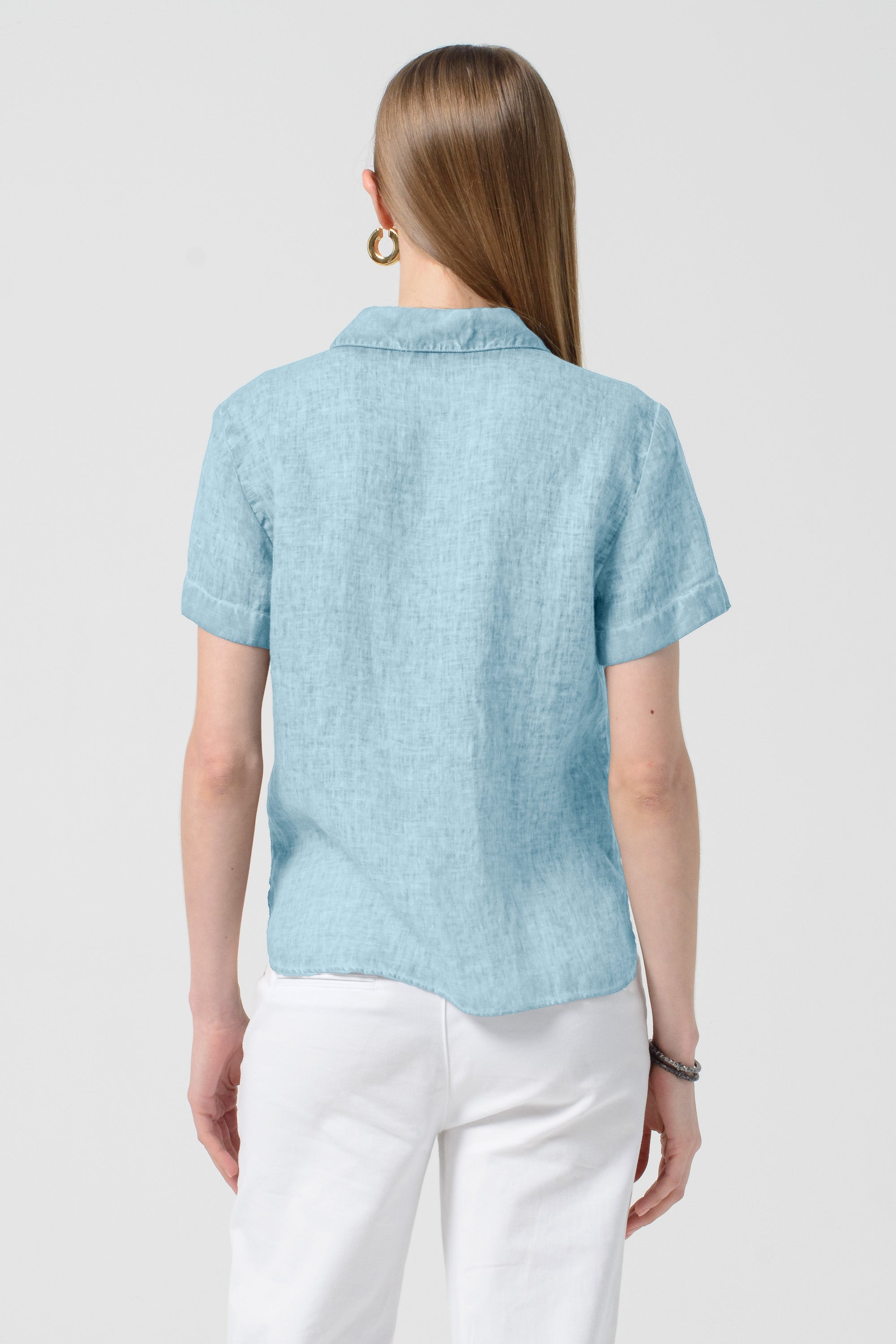 Sunray - Women's Cropped Shirt in Linen - Bora Bora