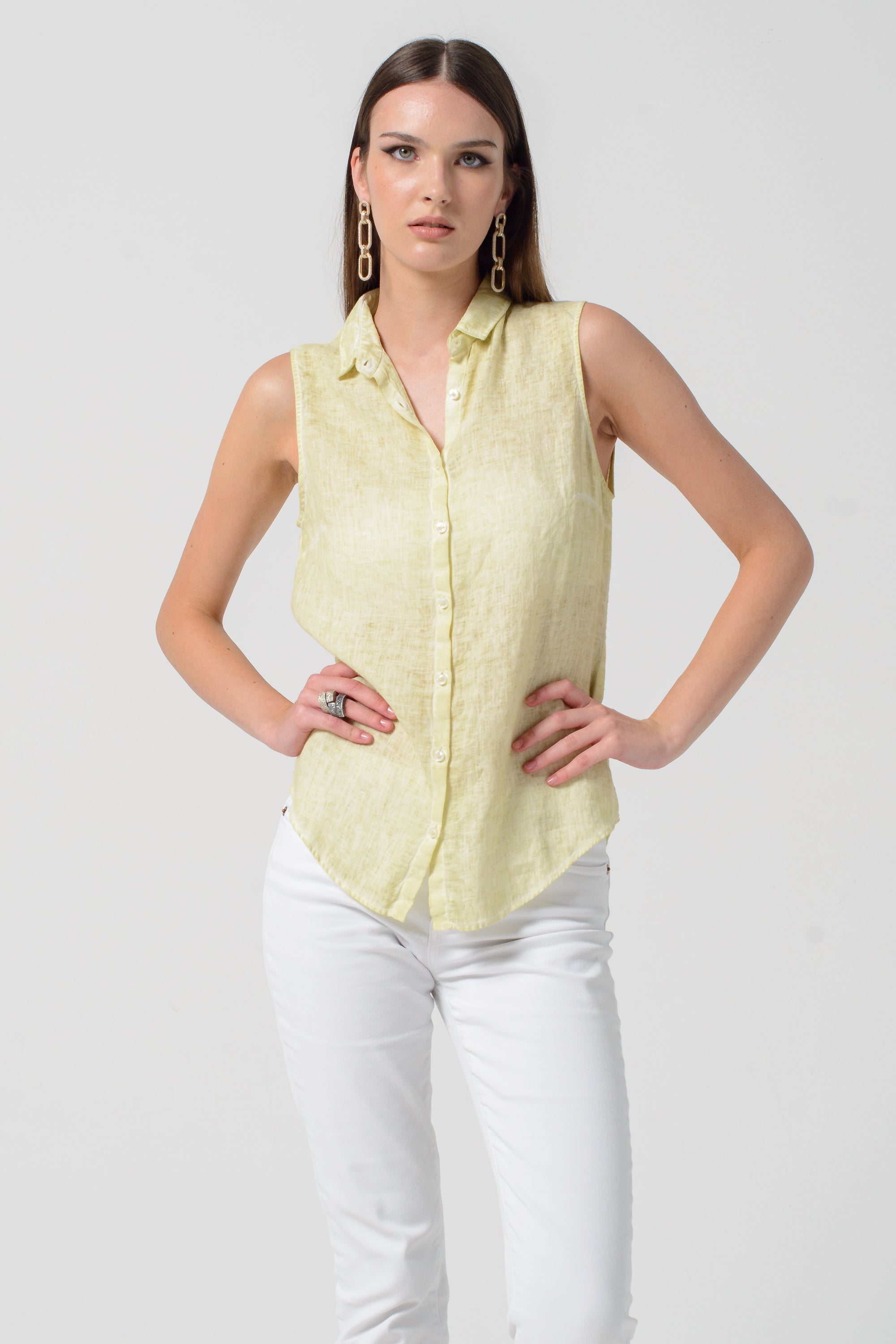Camy Linen Blouse - Pera