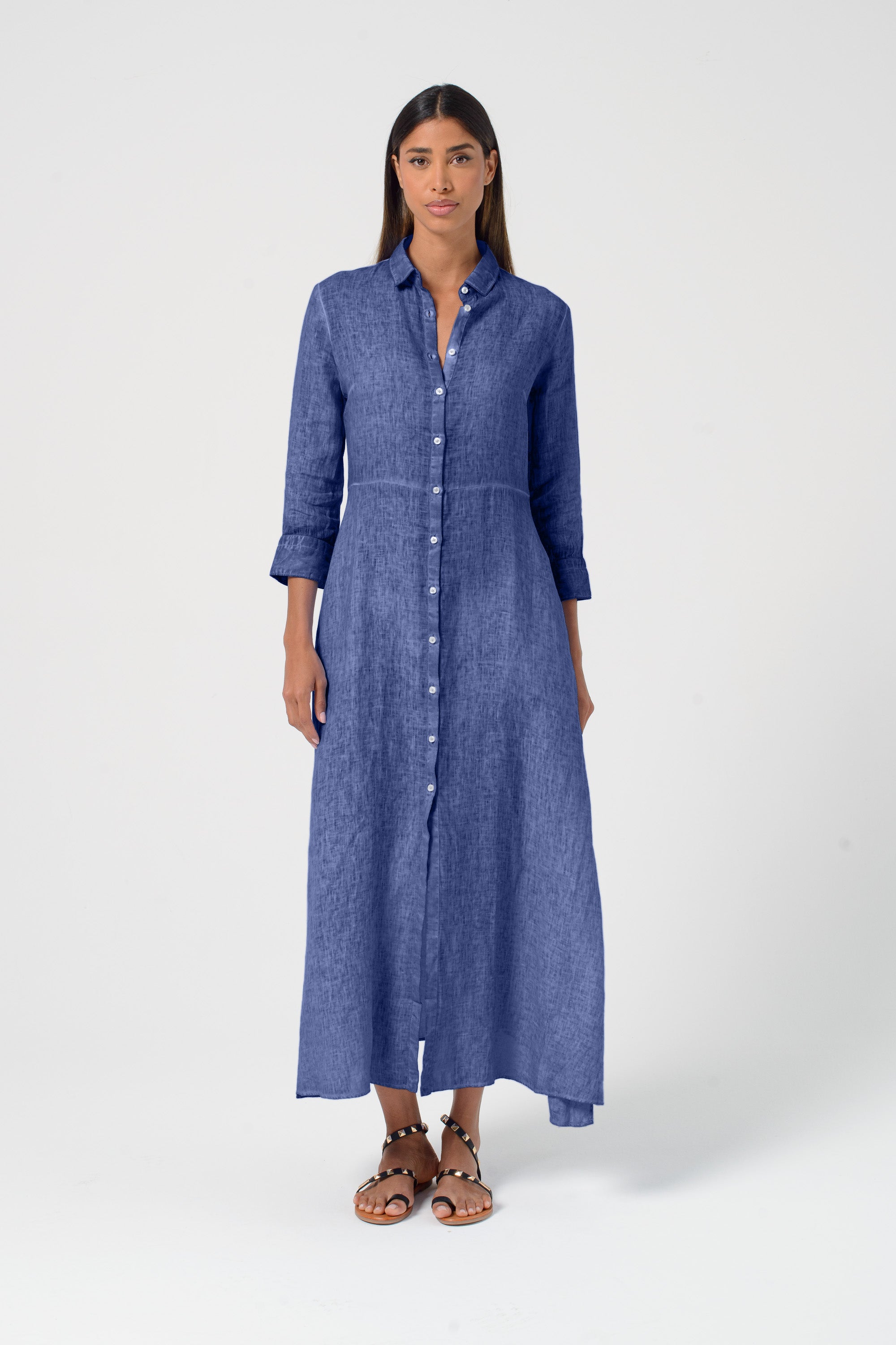 Brooke Linen Shirtdress - Whale