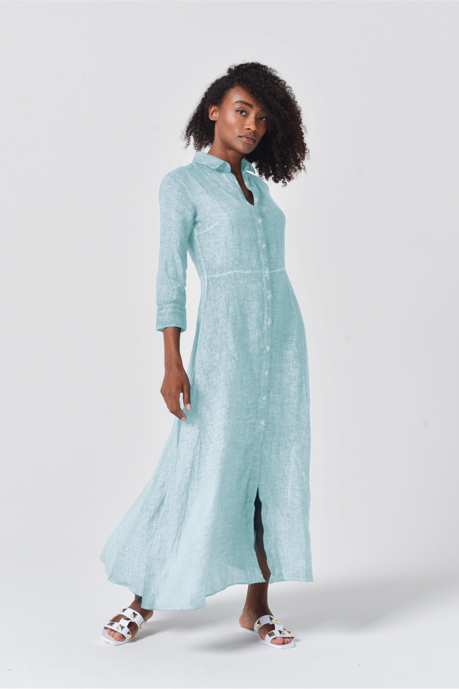Brooke Linen Shirtdress - Barbados