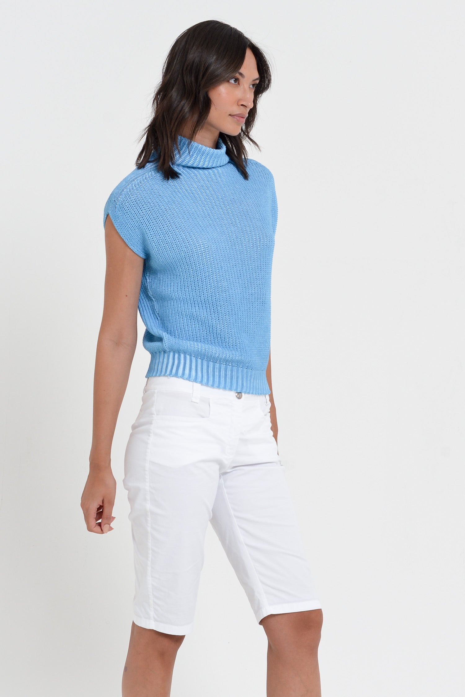 Ribbed Mini Knit - Women's Ribbed Sleeveless Knitted Sweater - Viking