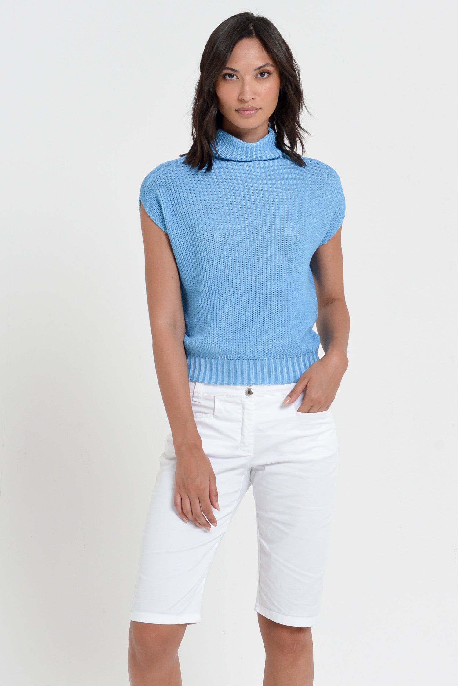 Ribbed Mini Knit - Women's Ribbed Sleeveless Knitted Sweater - Viking