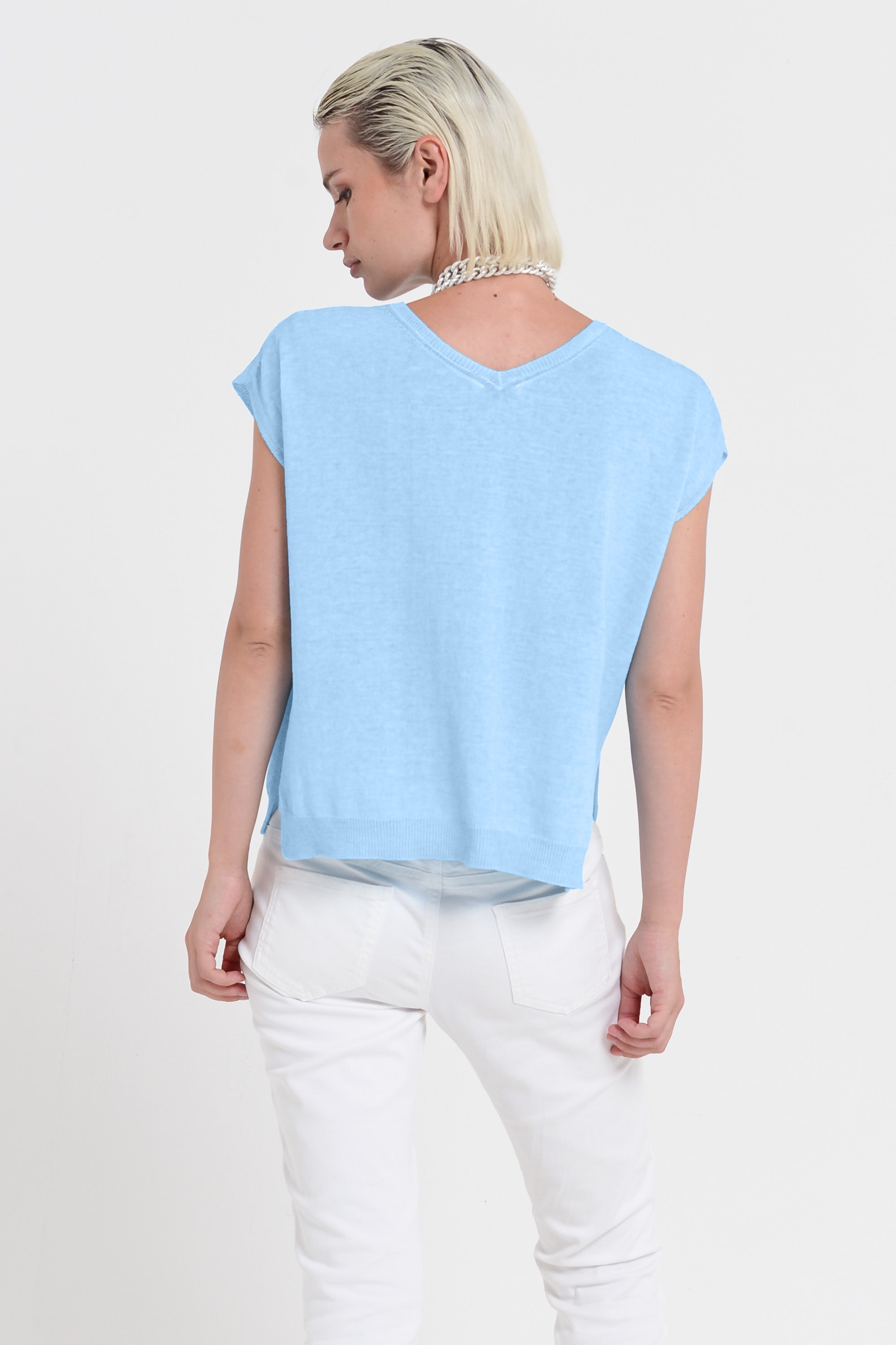 Positano Knit - Women's V-Neck Cotton Sweater - Viking