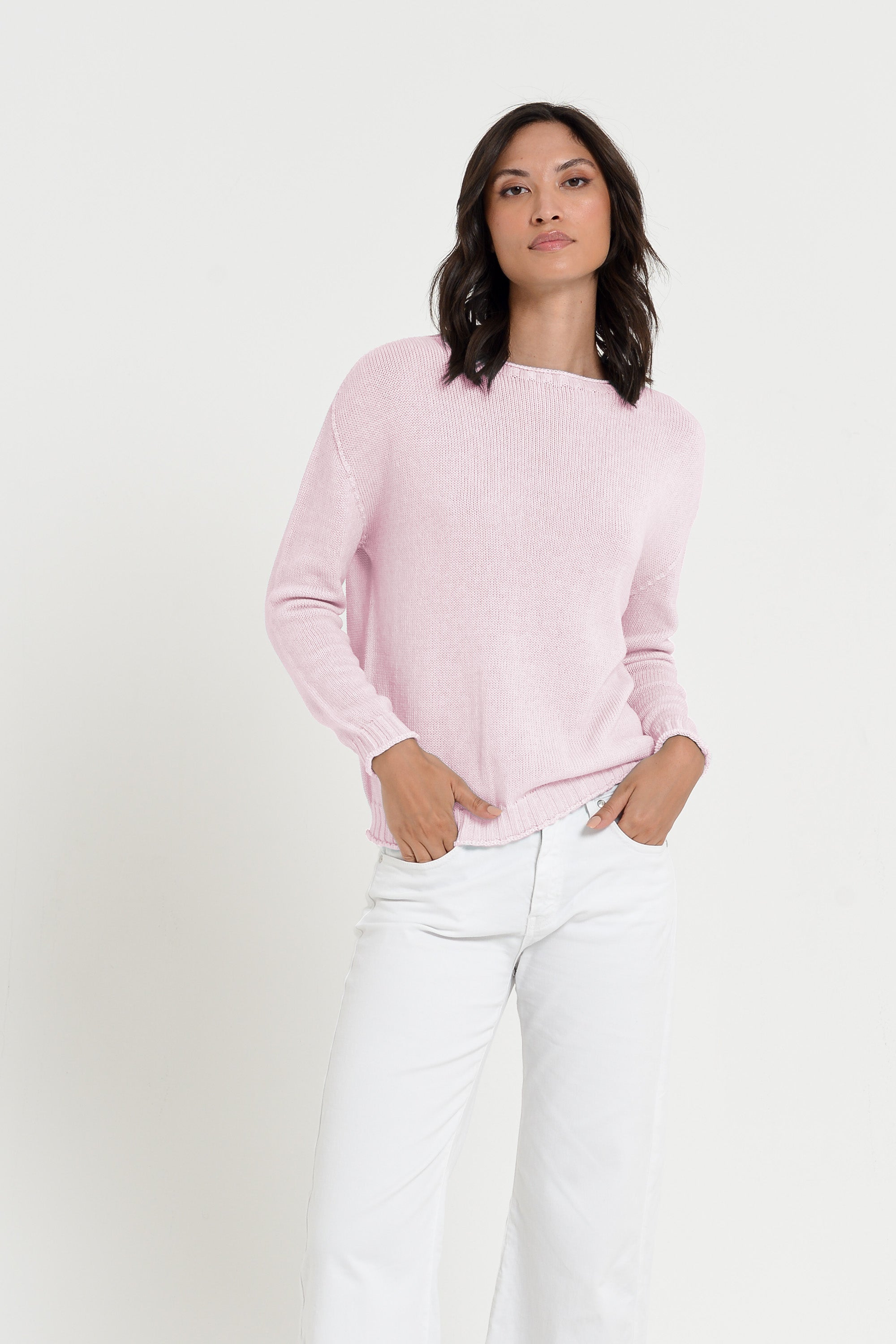 Vaze Knit - Women's Cotton Knit Sweater - Rose