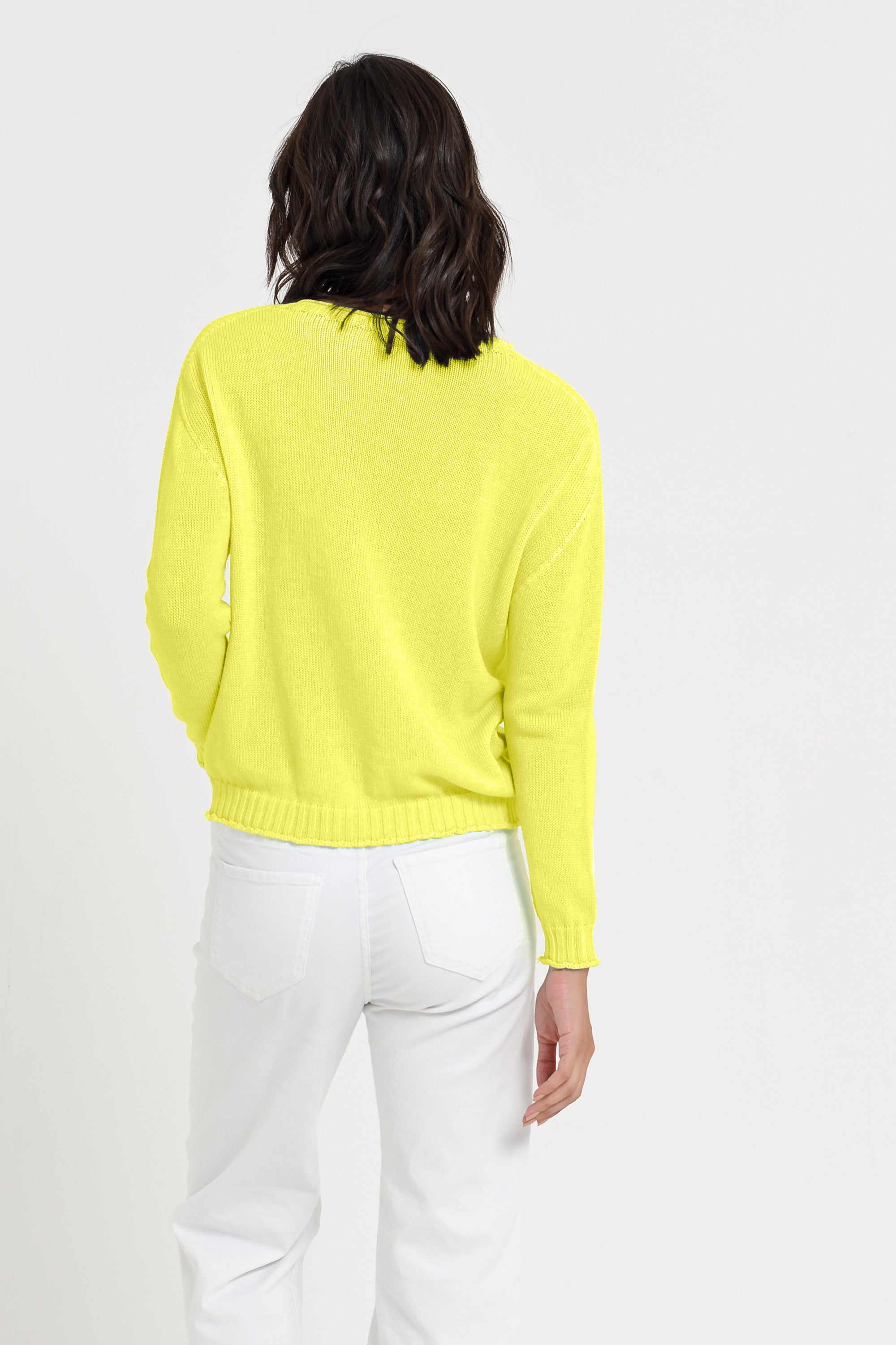 Vaze Knit - Women's Cotton Knit Sweater - Lime