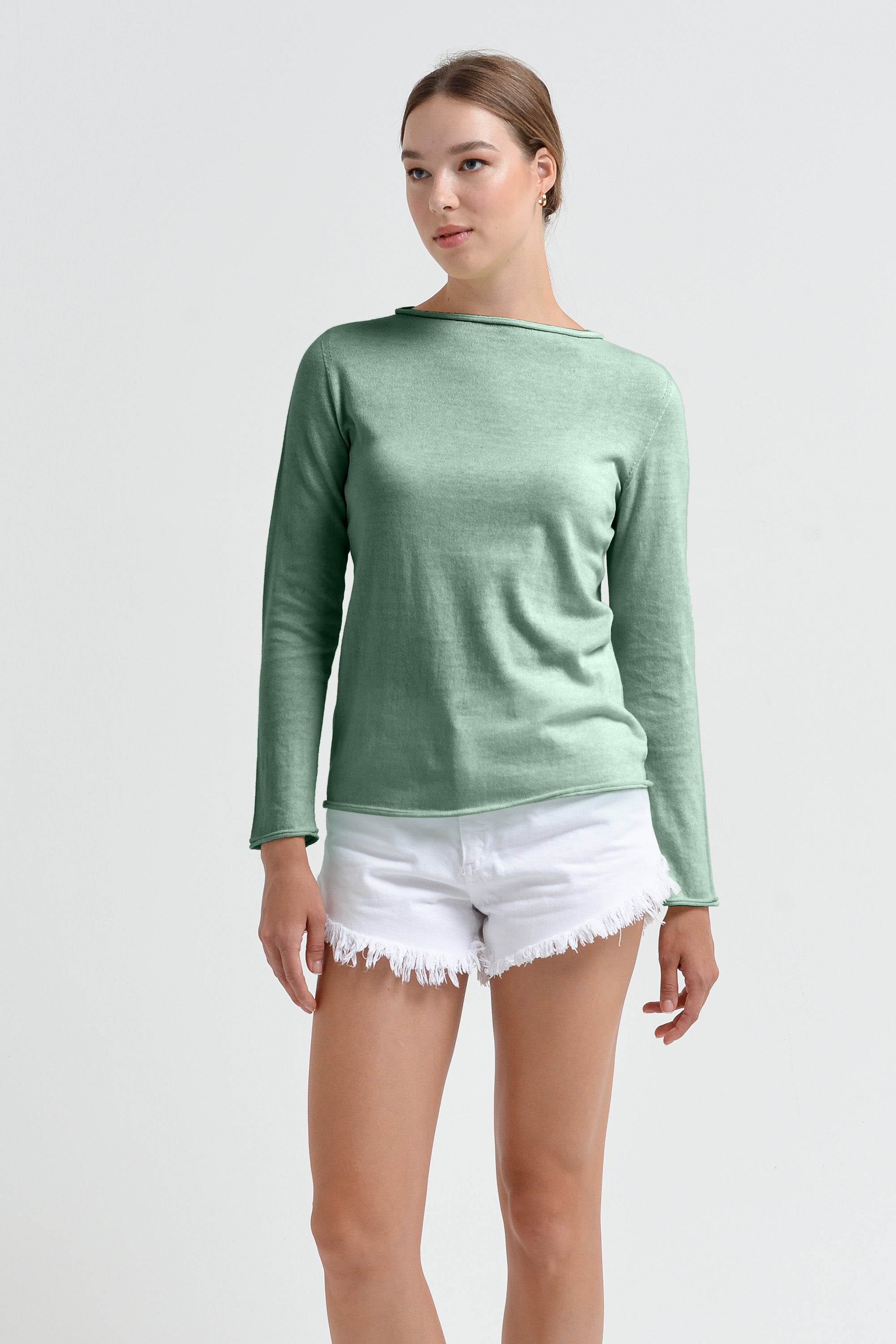 Monica Crewneck Cotton Sweater - Juniper