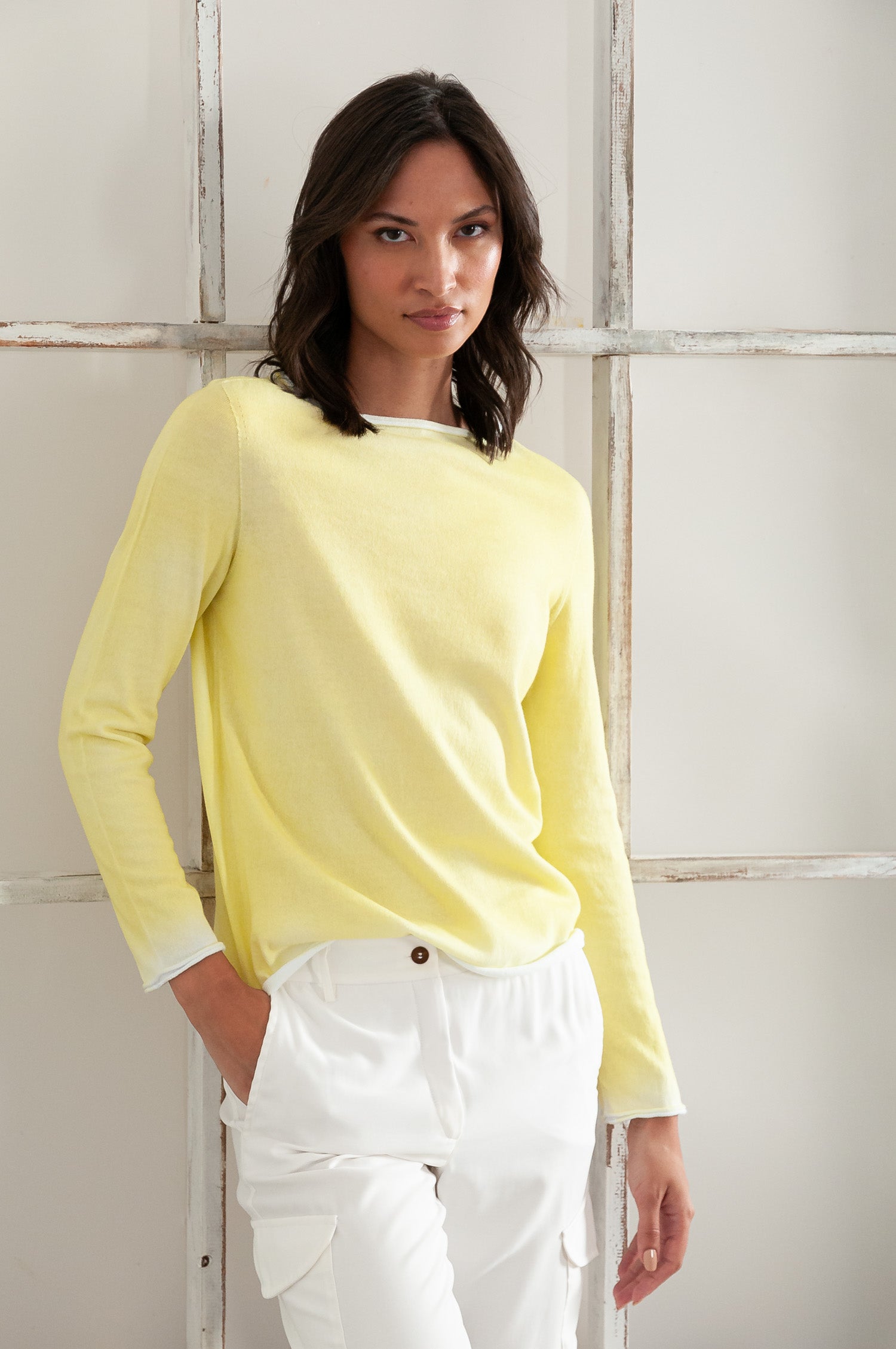 Monica Crewneck in Spray Art - Lime