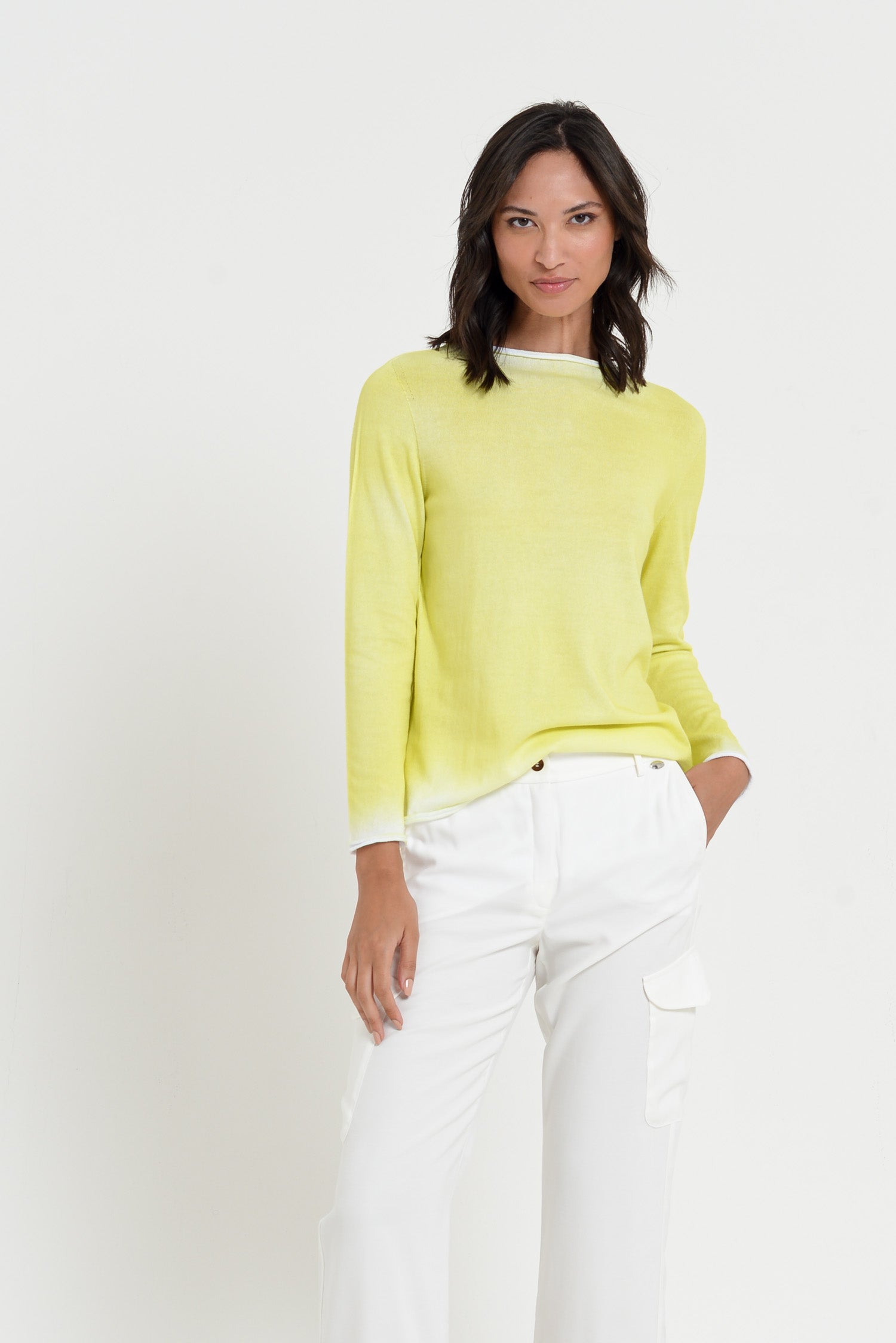 Monica Crewneck in Spray Art - Lime