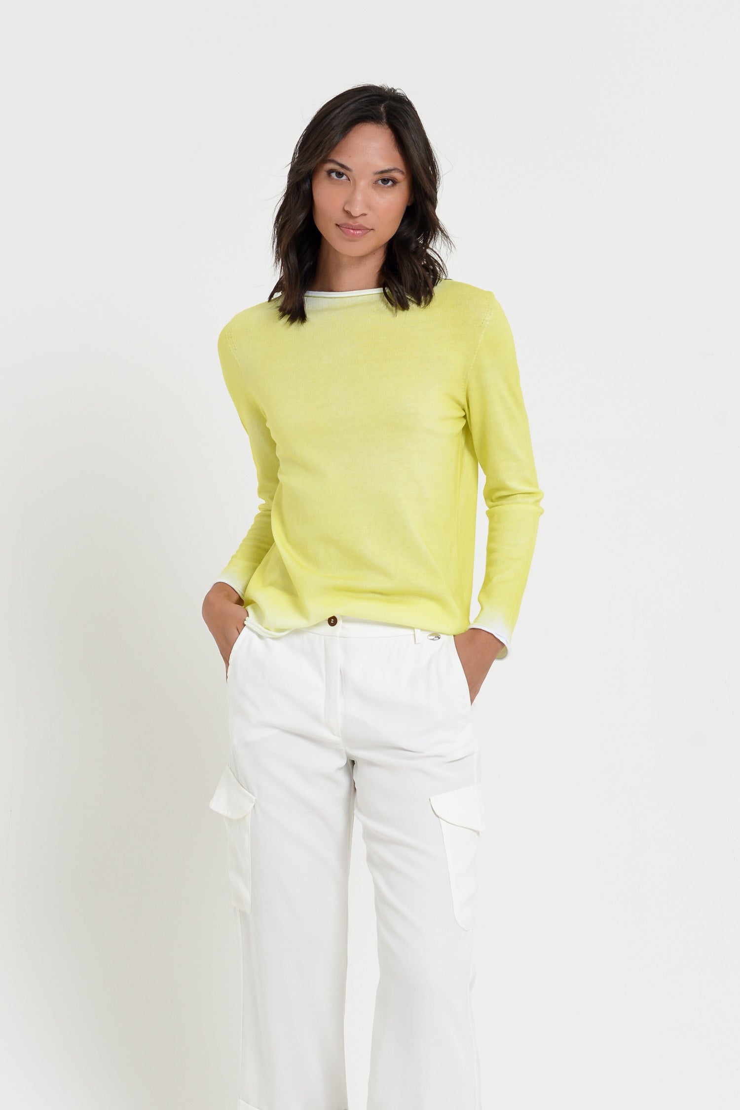 Monica Crewneck in Spray Art - Lime