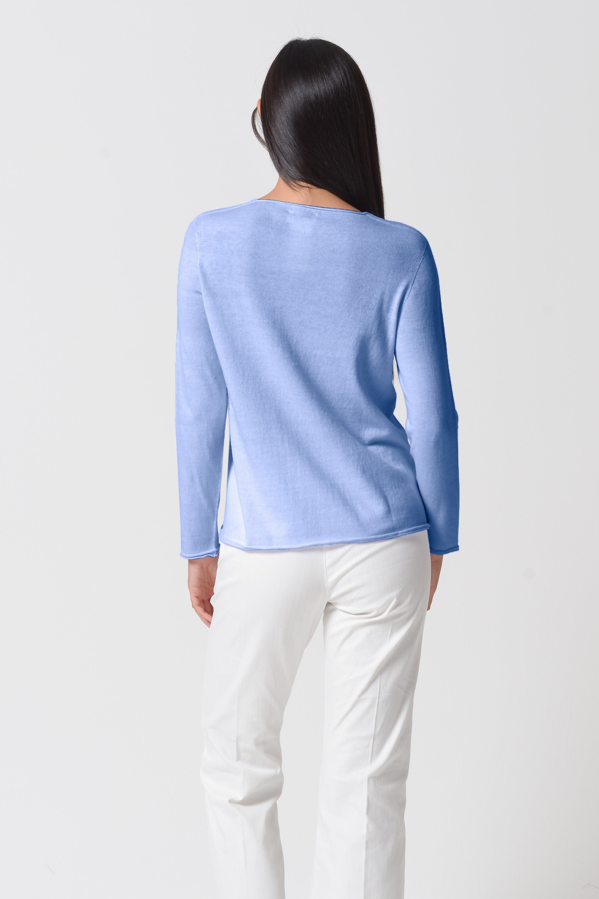 Serena V-Neck Cotton Knit Sweater - Bay