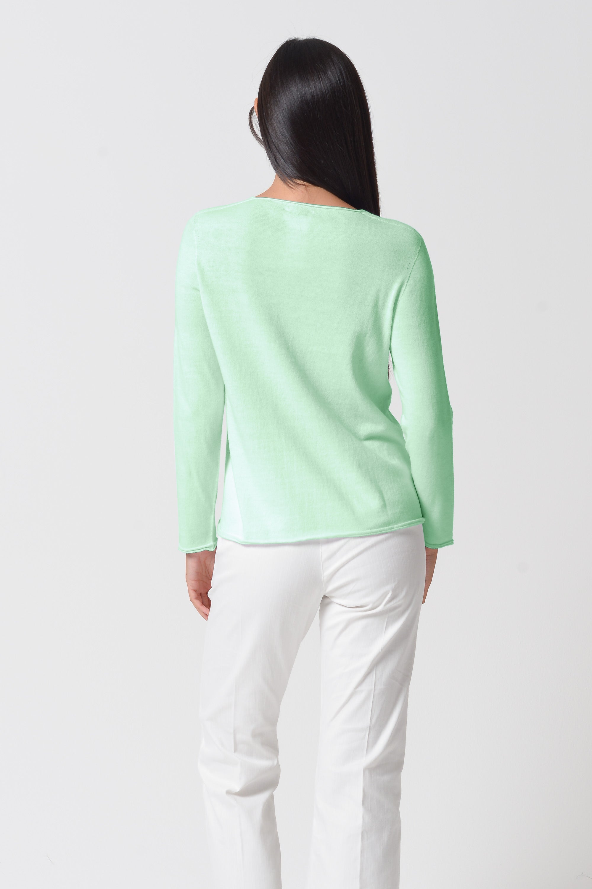 Serena V-Neck Cotton Knit Sweater - Mint