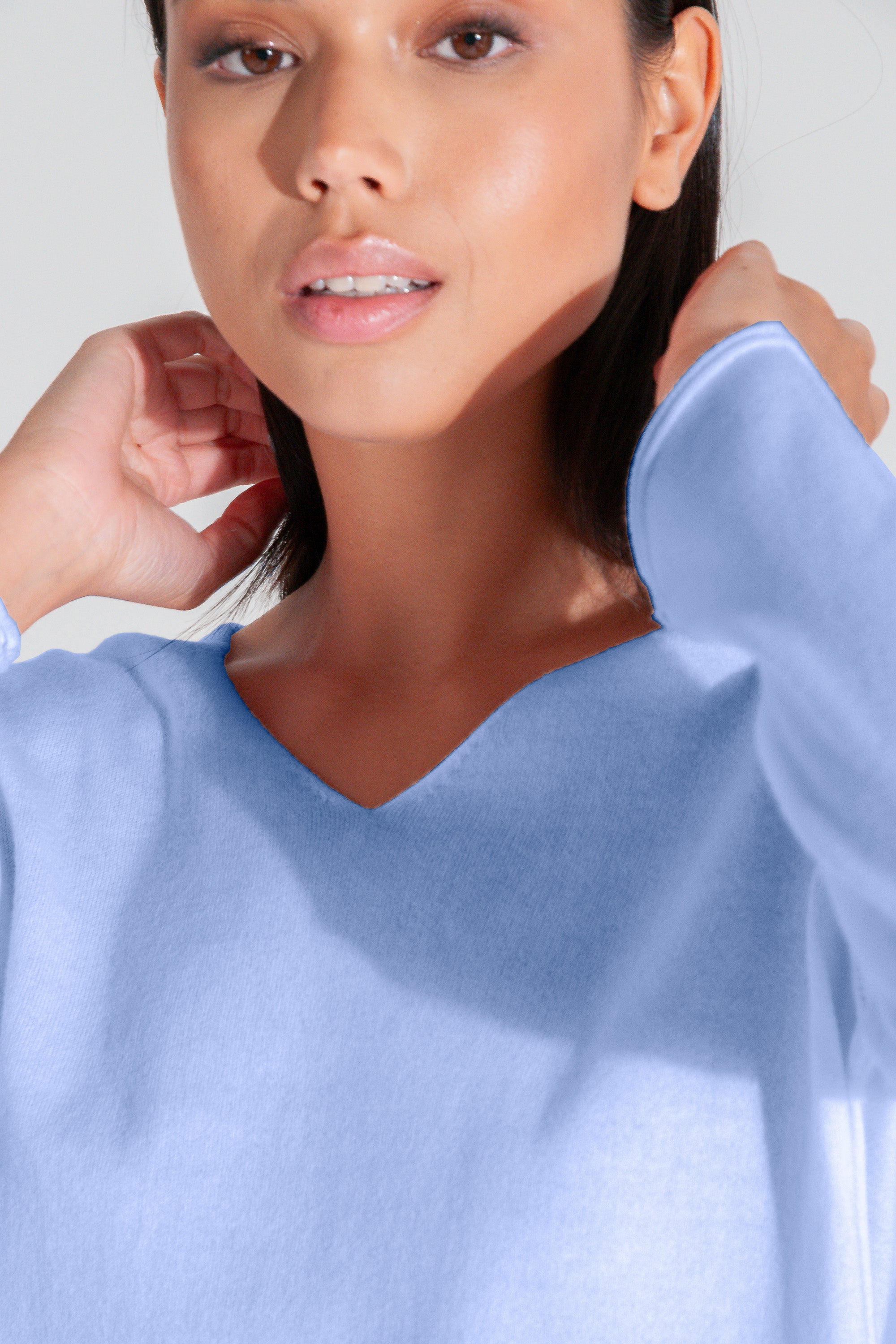 Serena V-Neck Cotton Knit Sweater - Bay