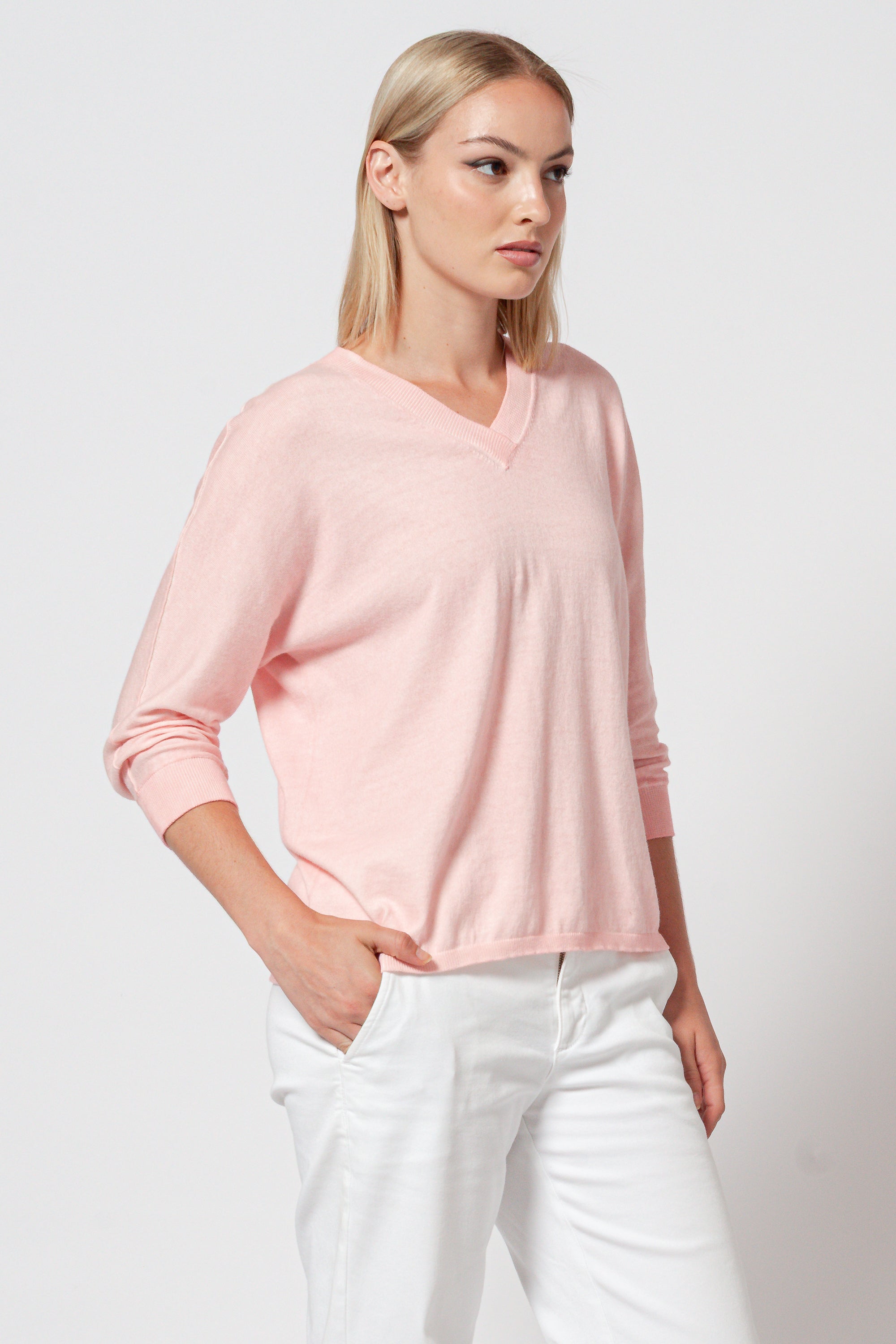 Anna V-Neck - Flamingo