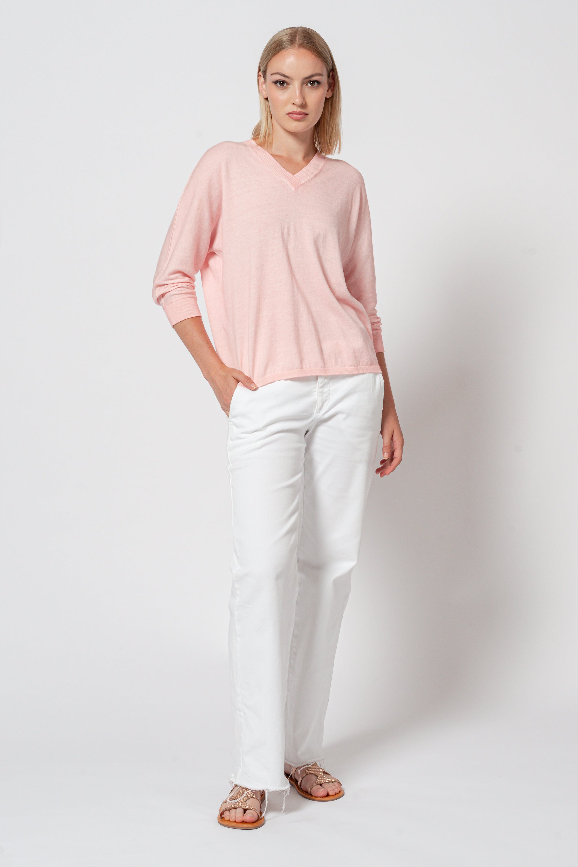 Anna V-Neck - Flamingo