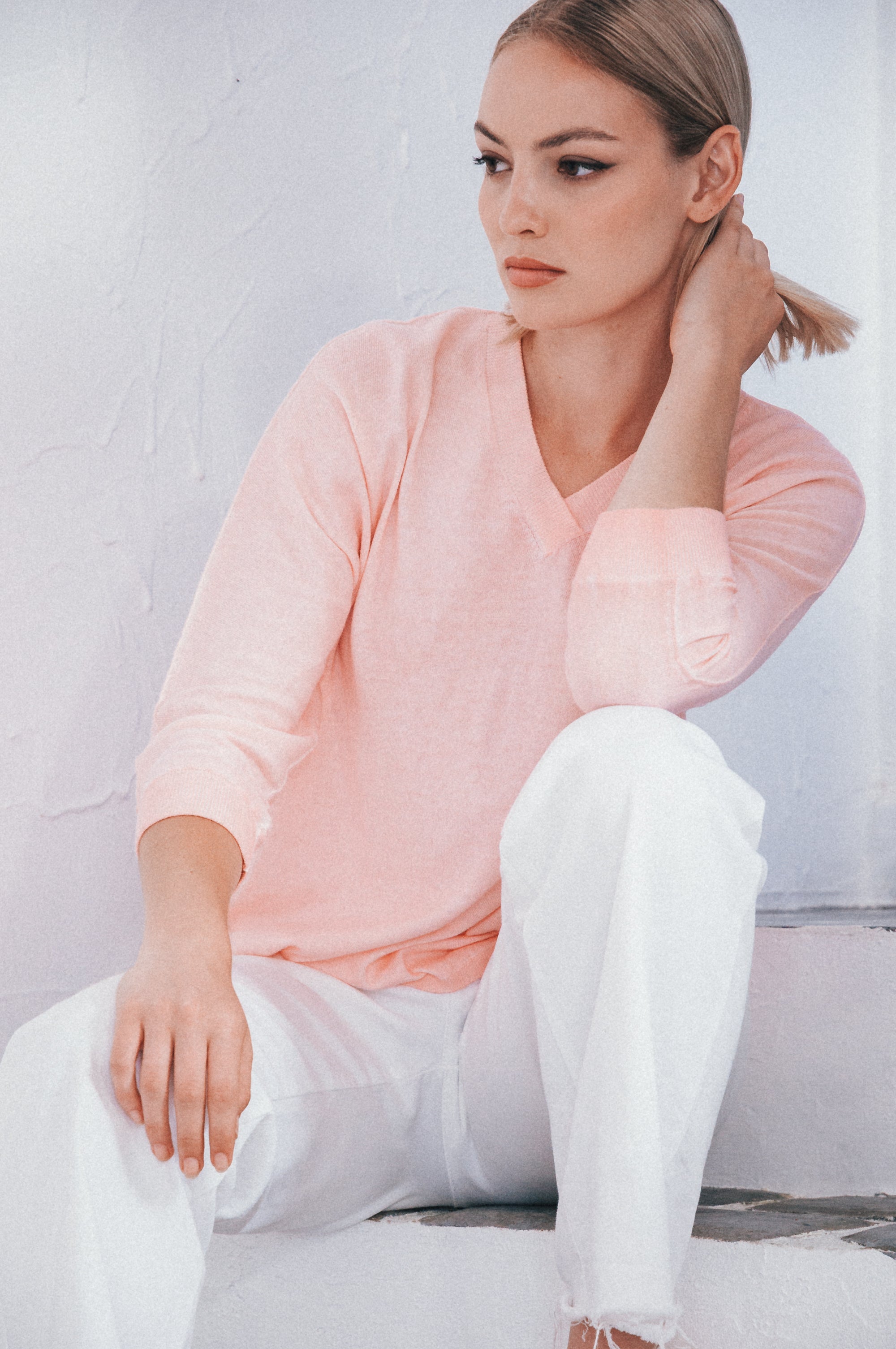 Anna V-Neck - Flamingo