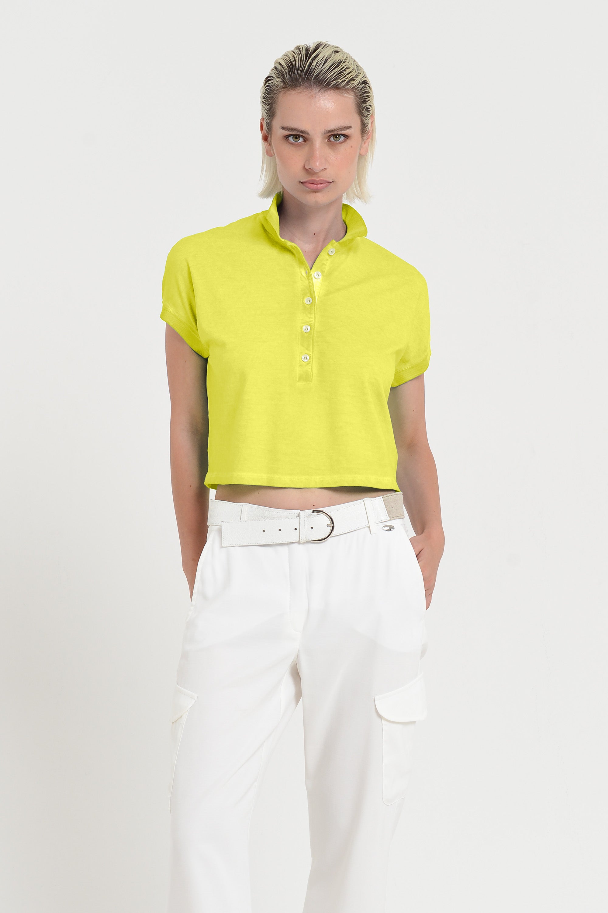 Crop Polo - Lime