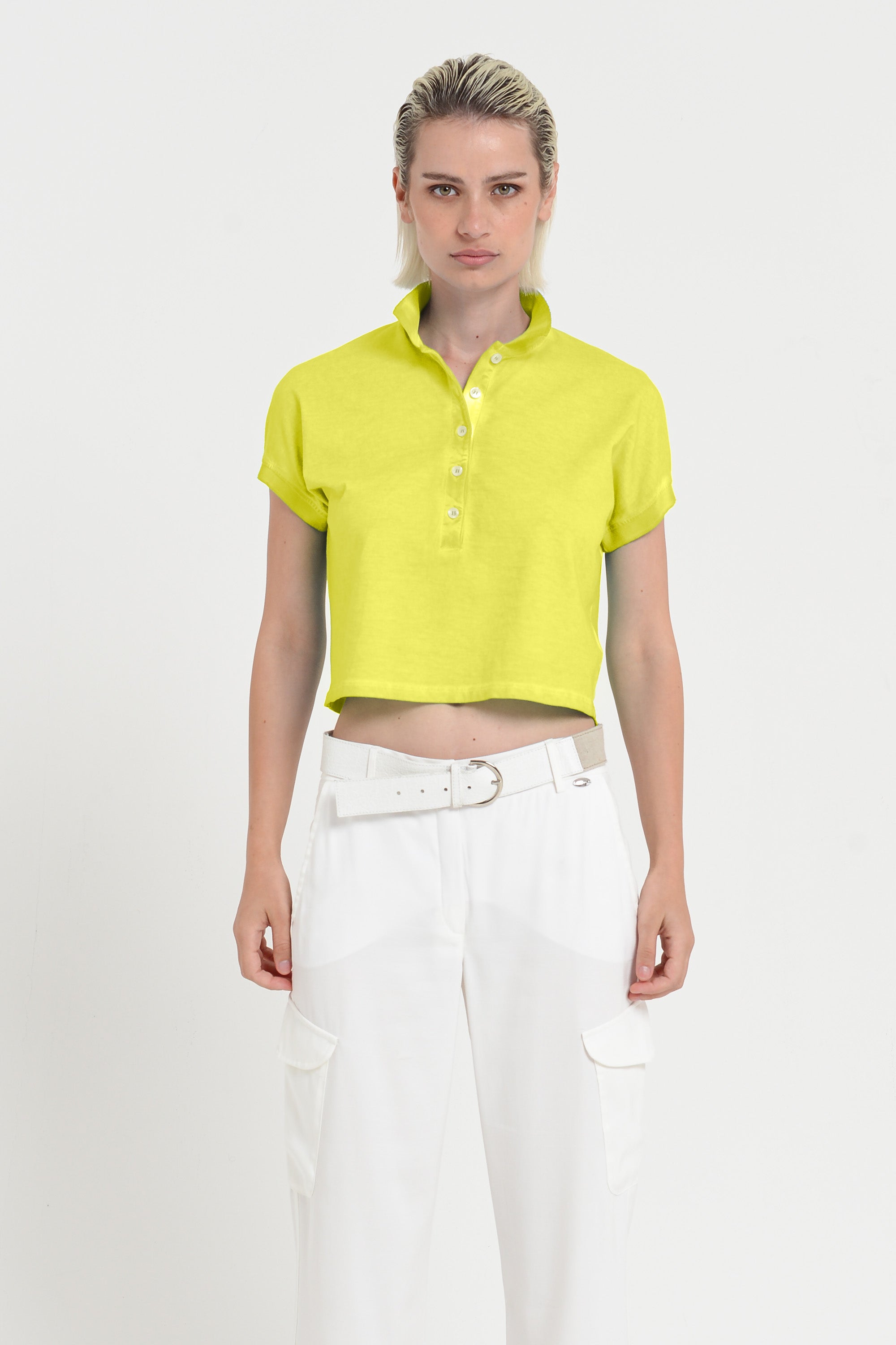 Crop Polo - Lime