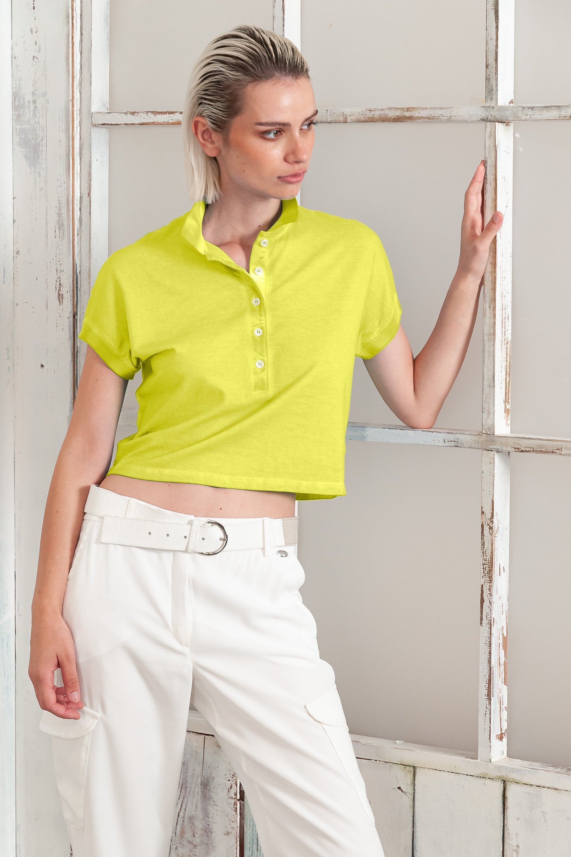 Crop Polo - Lime