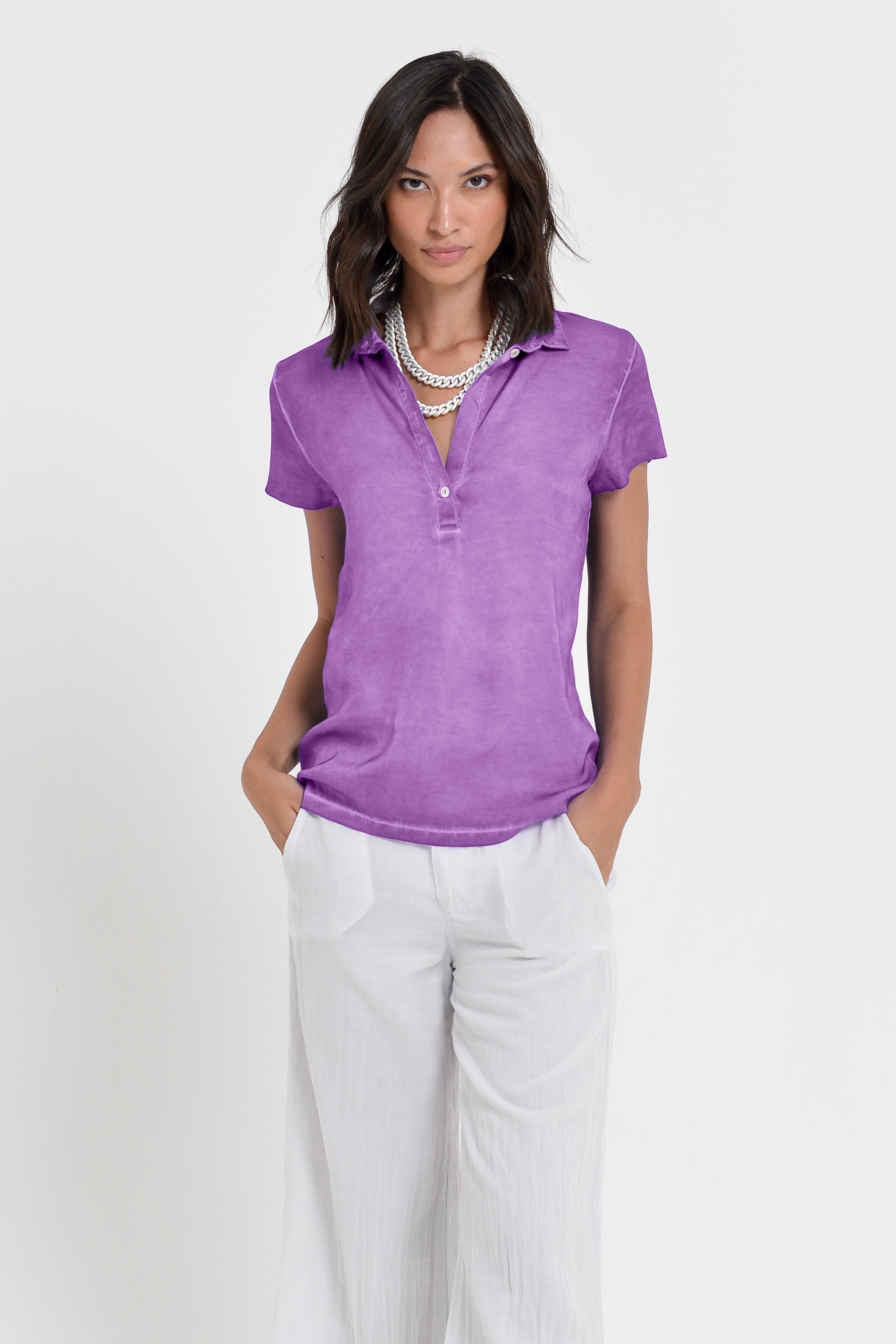 Bellera Polo - Women Stretchy Polo Shirt - Morado