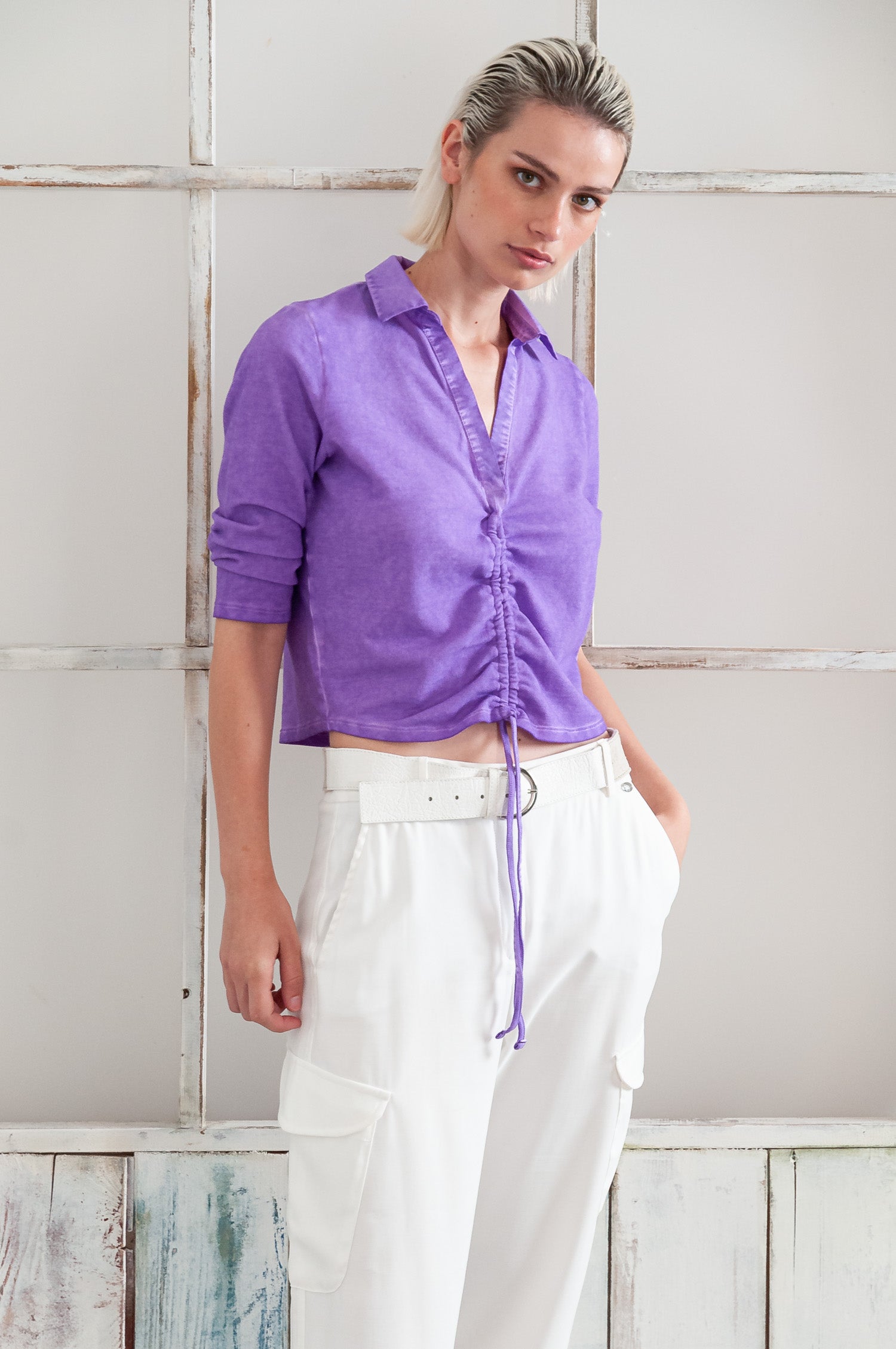 Menton Polo - Women's Short Sleeve Pique Polo Shirt - Morado