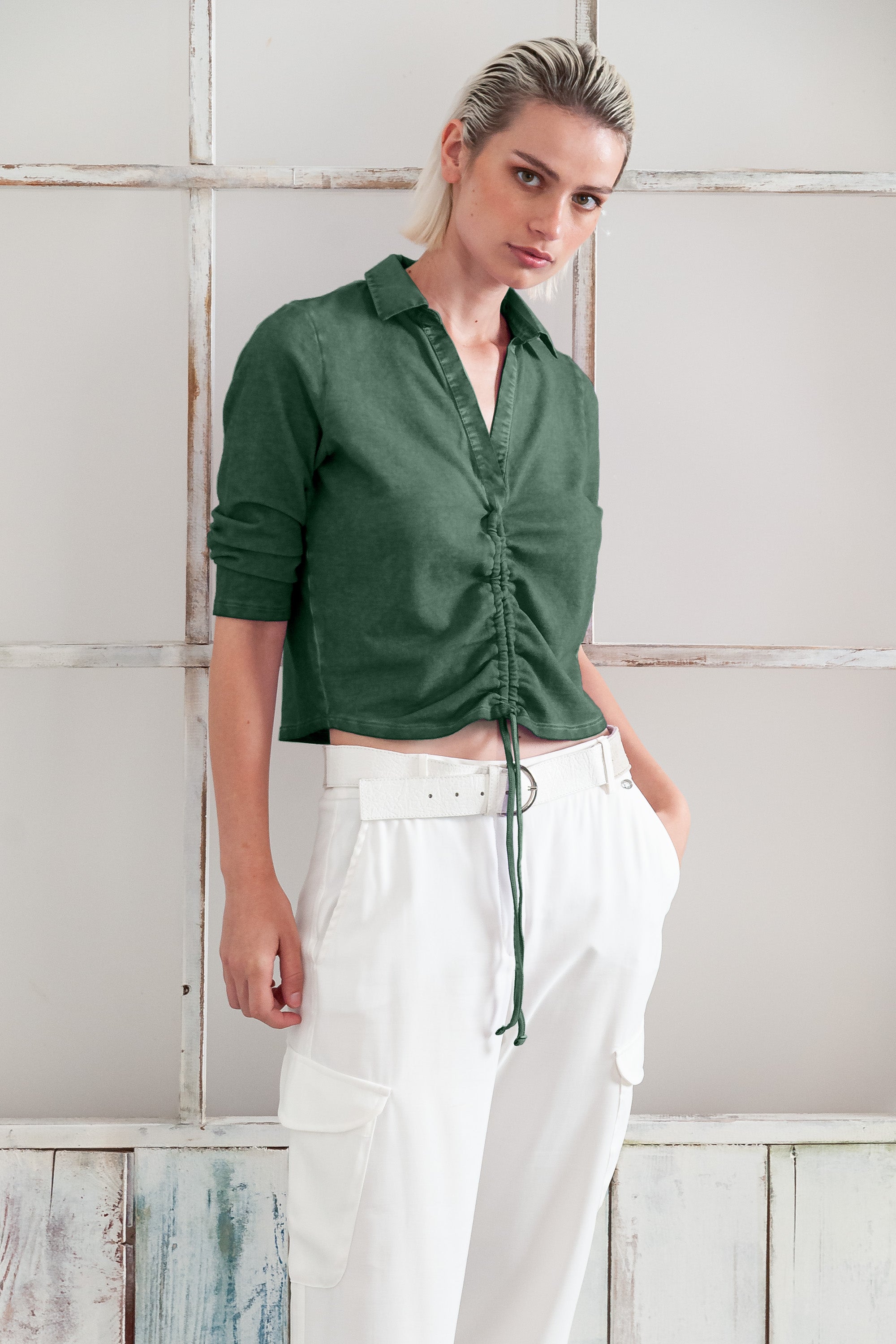 Menton Polo - Women's Short Sleeve Pique Polo Shirt - Juniper