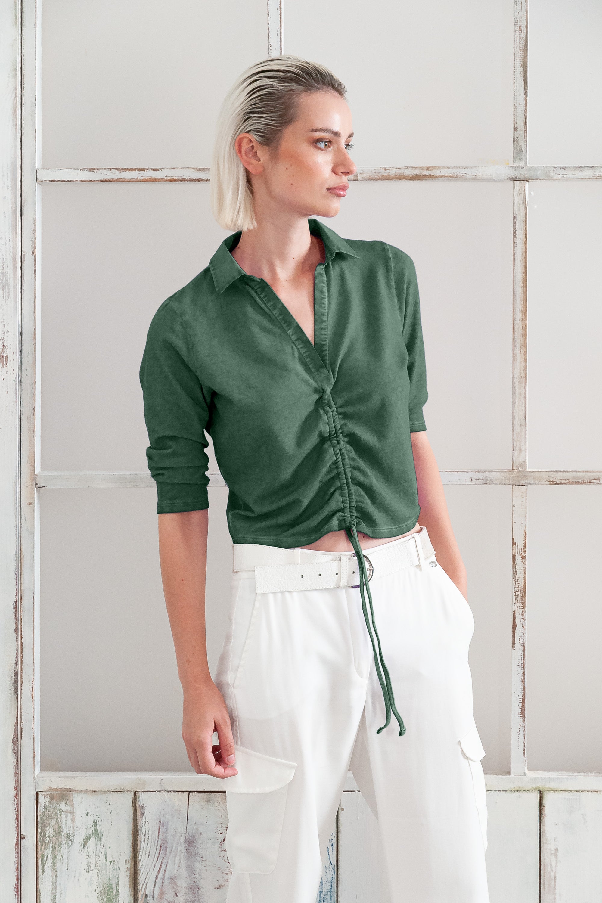 Menton Polo - Women's Short Sleeve Pique Polo Shirt - Juniper