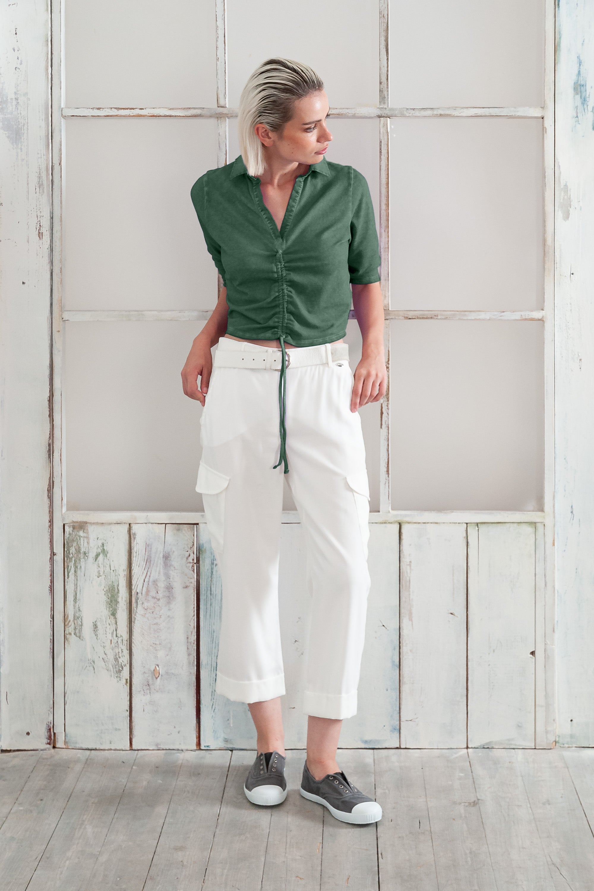 Menton Polo - Women's Short Sleeve Pique Polo Shirt - Juniper