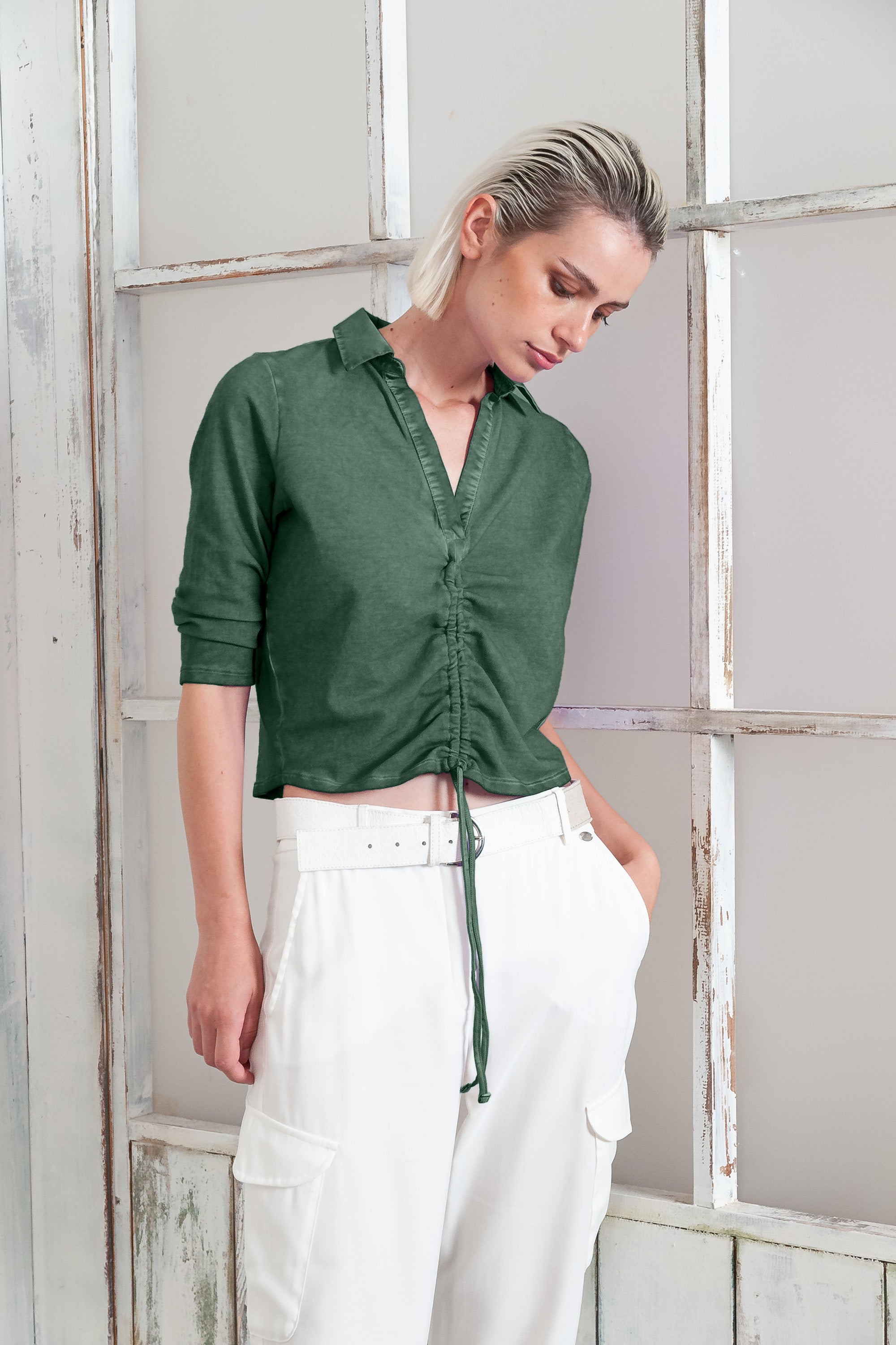 Menton Polo - Women's Short Sleeve Pique Polo Shirt - Juniper