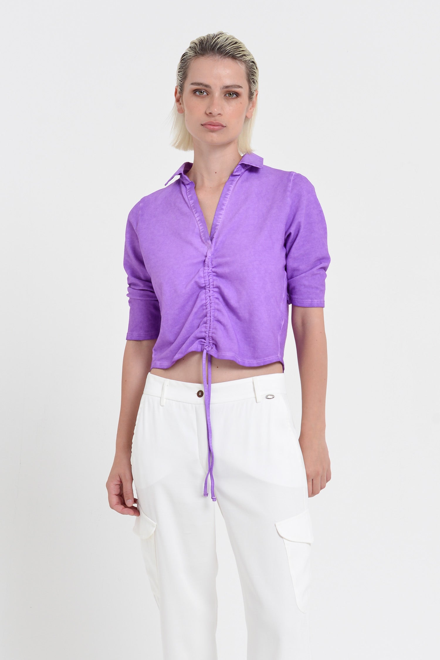 Menton Polo - Women's Short Sleeve Pique Polo Shirt - Morado