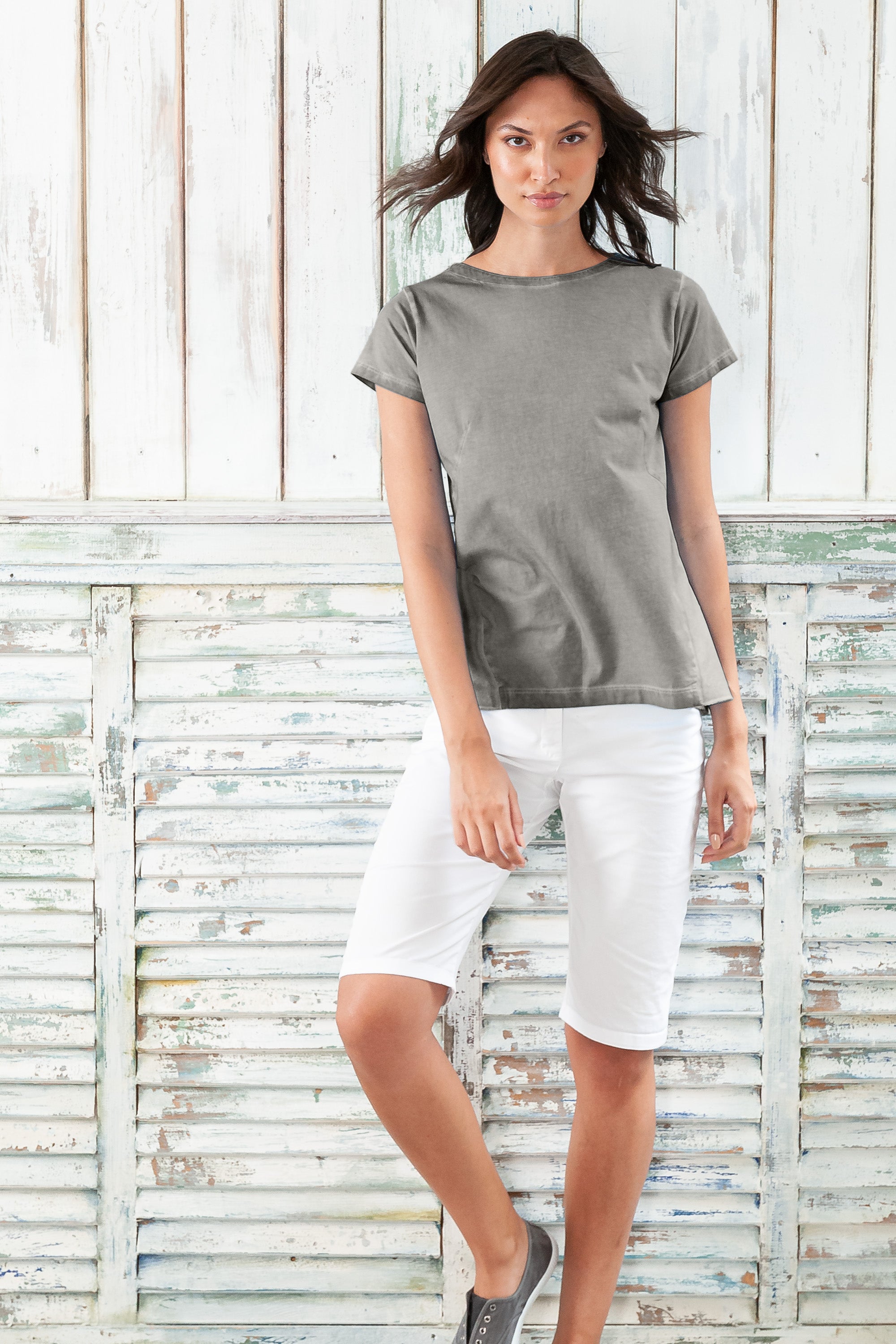 Flashback T-Shirt - Women's Stretchy Cotton T-Shirt - Dolphin