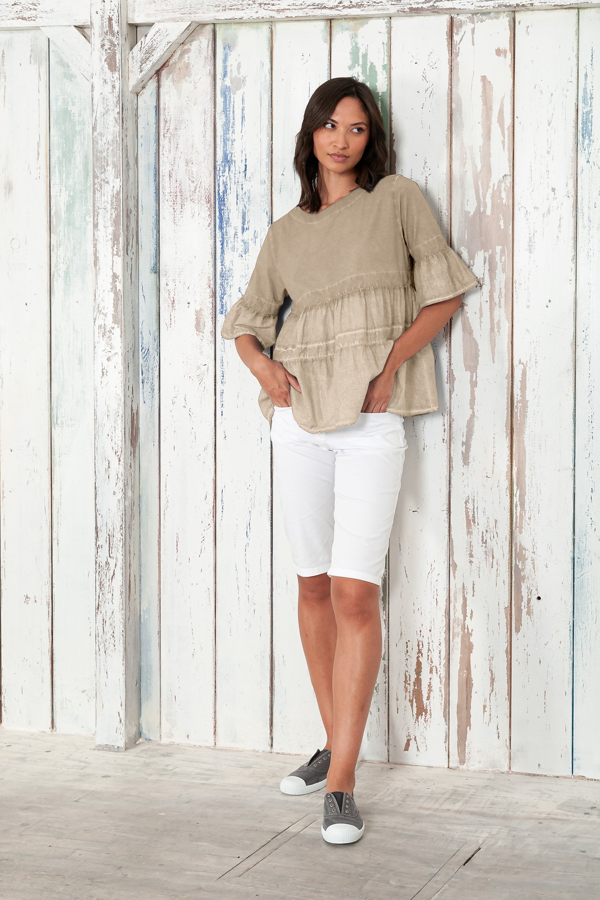 Pep T-Shirt - Women's Short Sleeve Peplum T-Shirt - Harbor