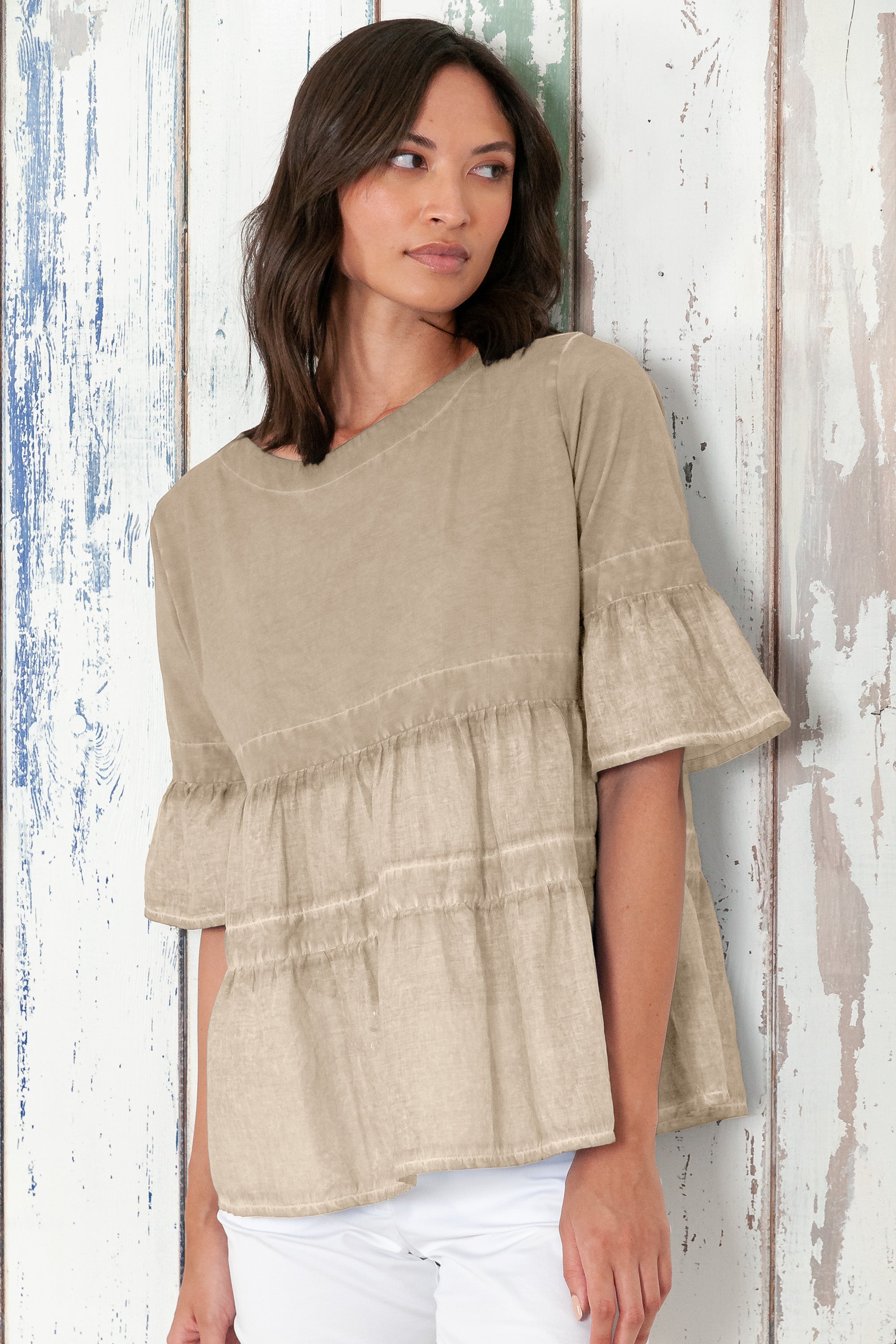 Pep T-Shirt - Women's Short Sleeve Peplum T-Shirt - Harbor
