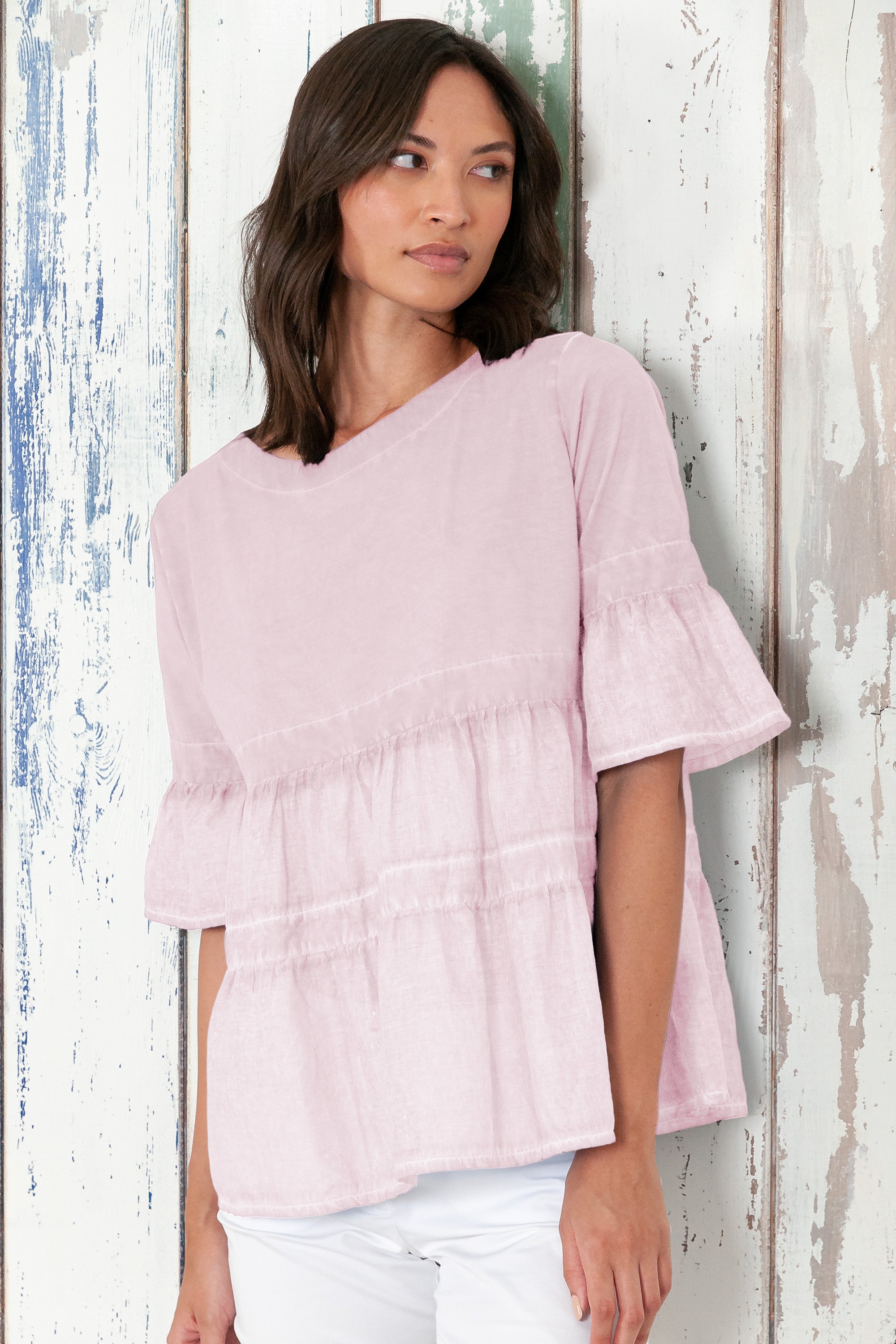 Pep T-Shirt - Women's Short Sleeve Peplum T-Shirt - Rose