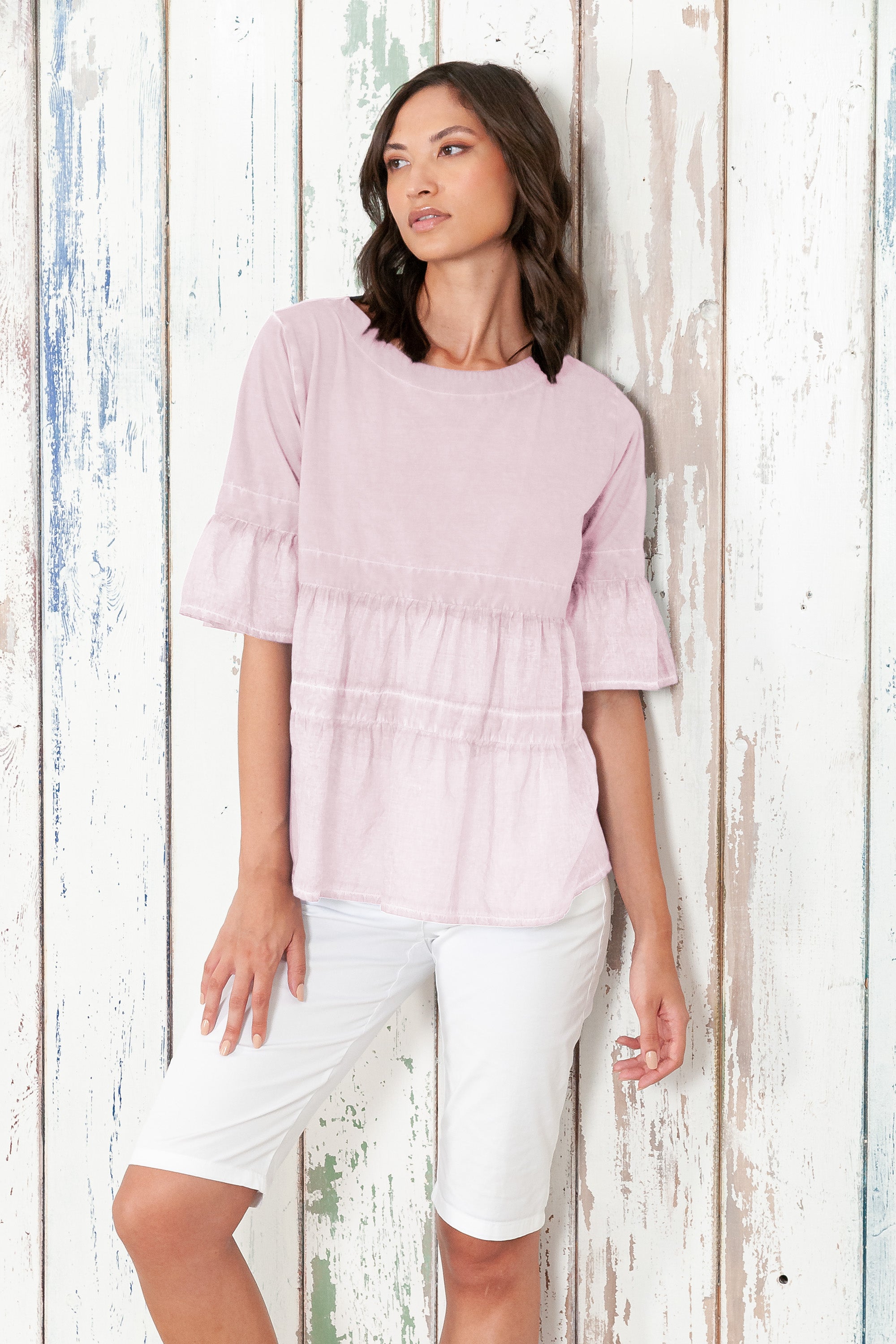 Pep T-Shirt - Women's Short Sleeve Peplum T-Shirt - Rose
