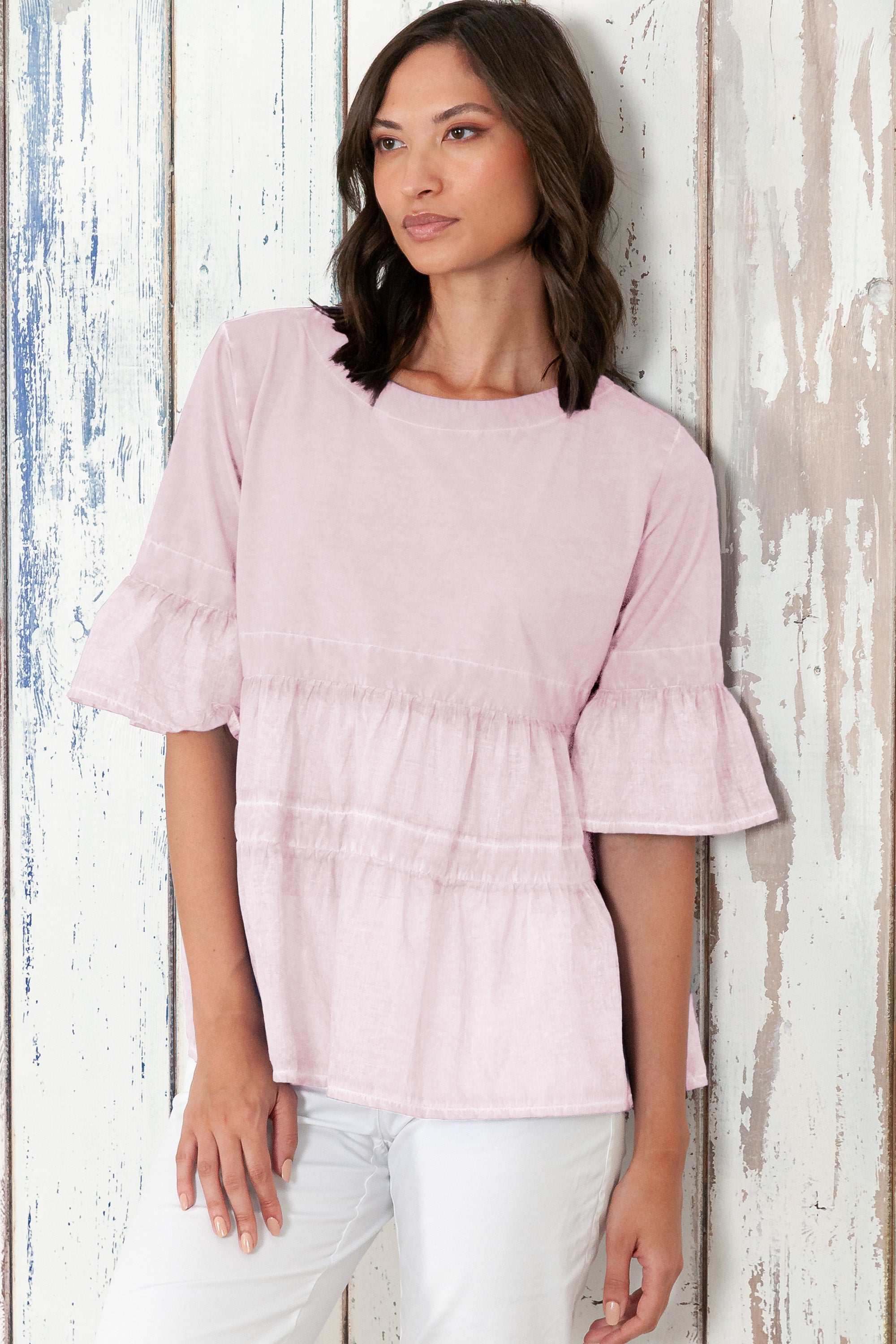 Pep T-Shirt - Women's Short Sleeve Peplum T-Shirt - Rose