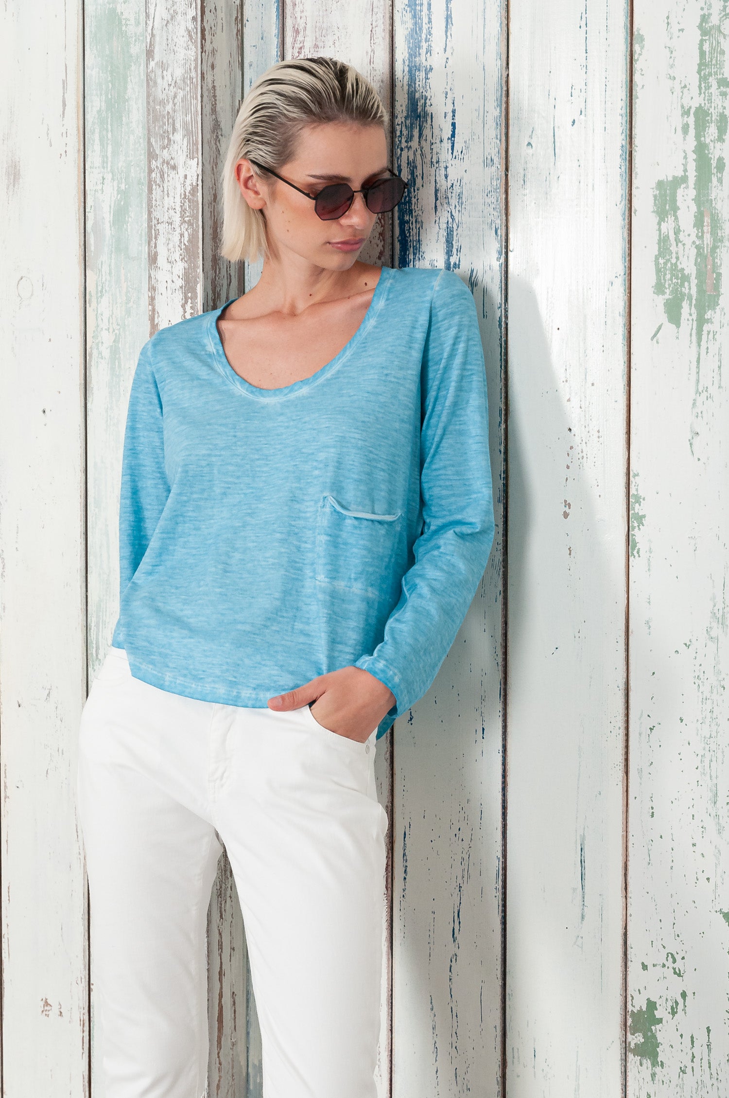 Vigole T-Shirt - Women's Long Sleeve Wide Neck T-Shirt - Viking