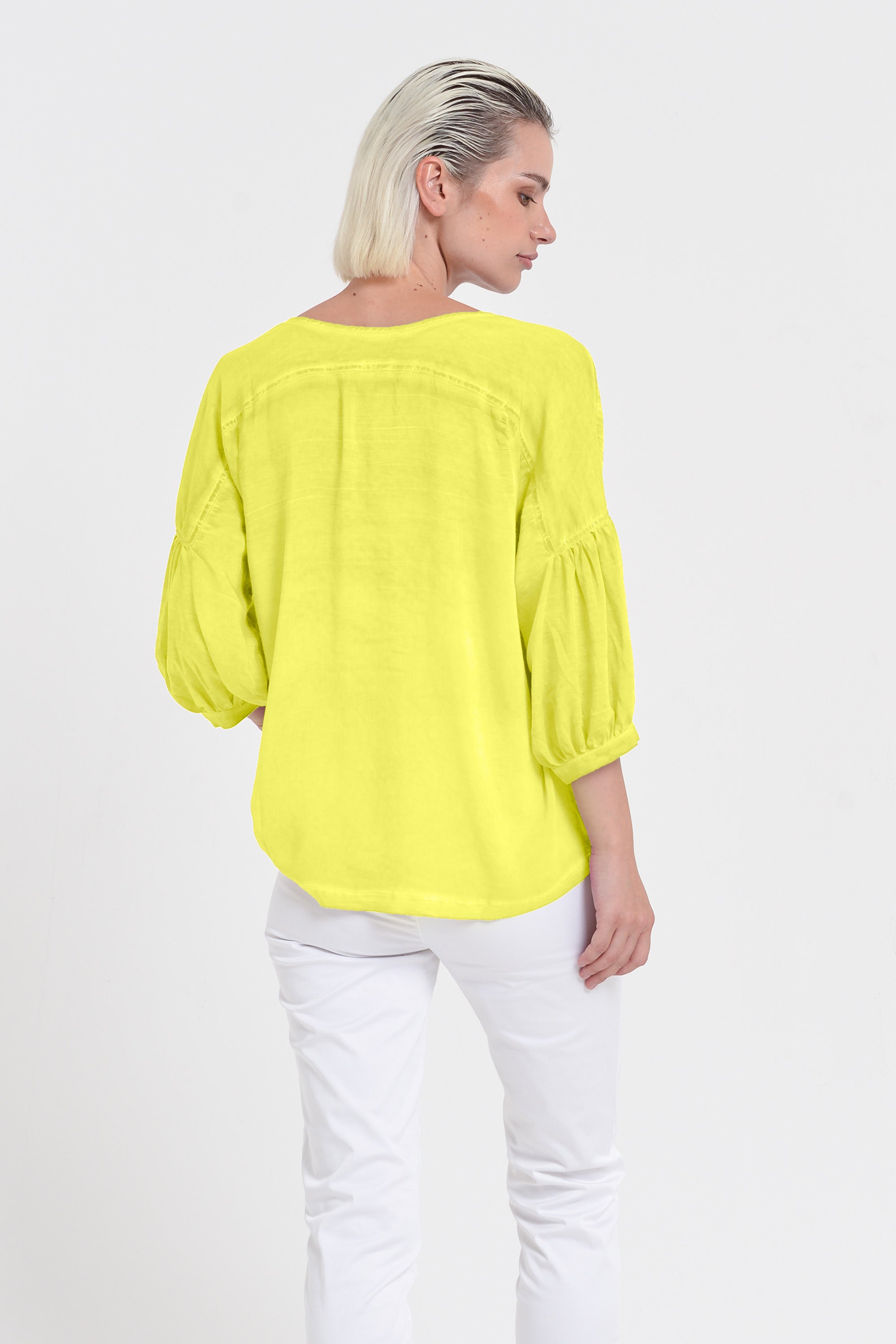 Savina Blouse - Women's Short Sleeve Blouse - Lime