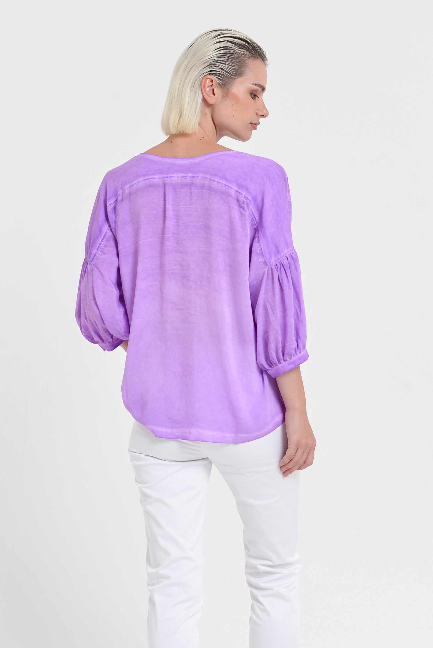 Savina Blouse - Women's Short Sleeve Blouse - Morado