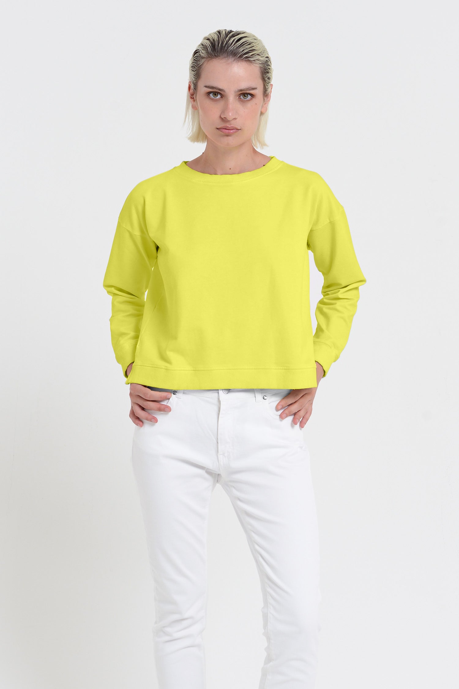 Roxie Sweatshirt - Women's Cropped Cotton Sweatshirt - Lime
