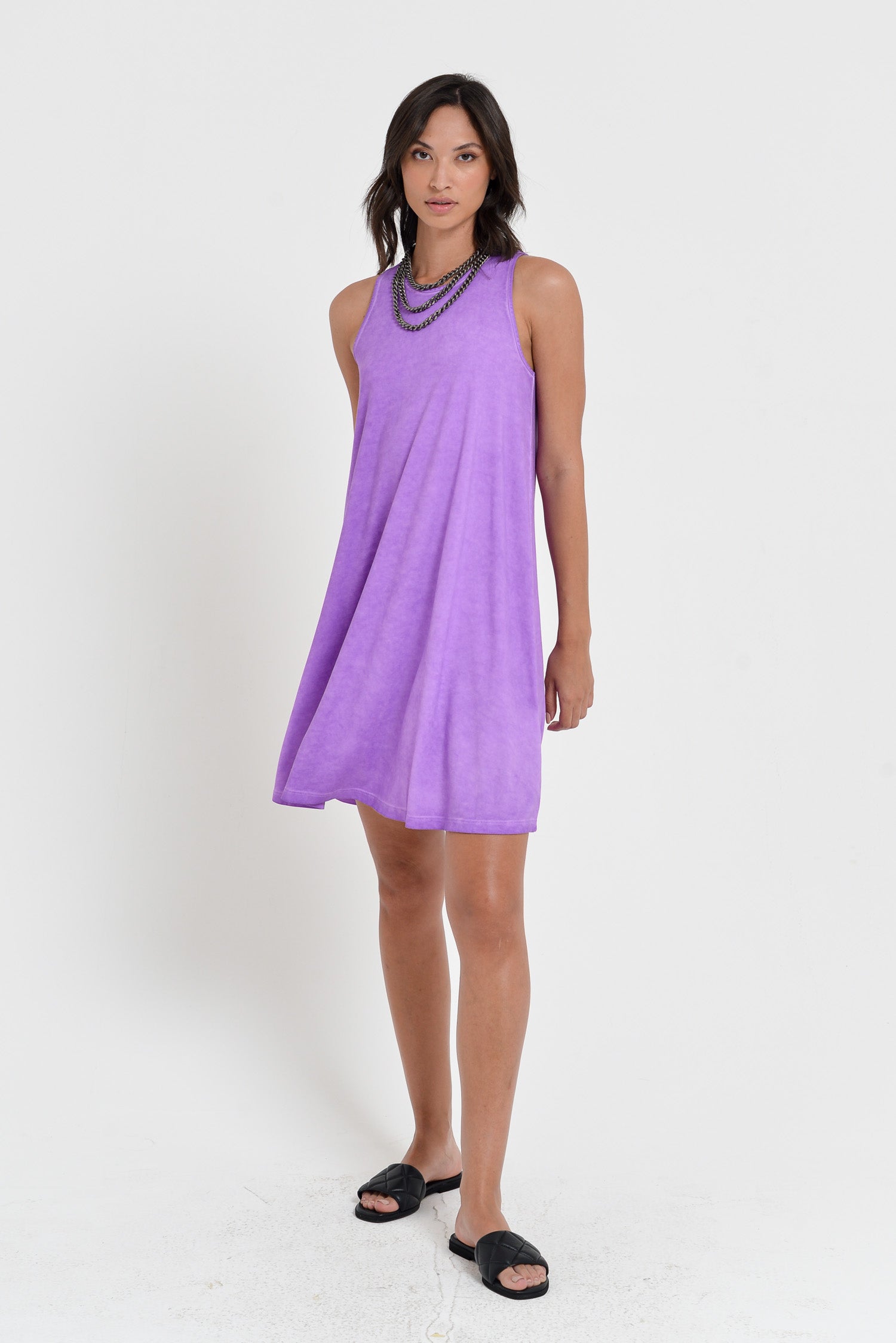 Julie Dress - Above The Knee Sleeveless Jersey Dress - Morado