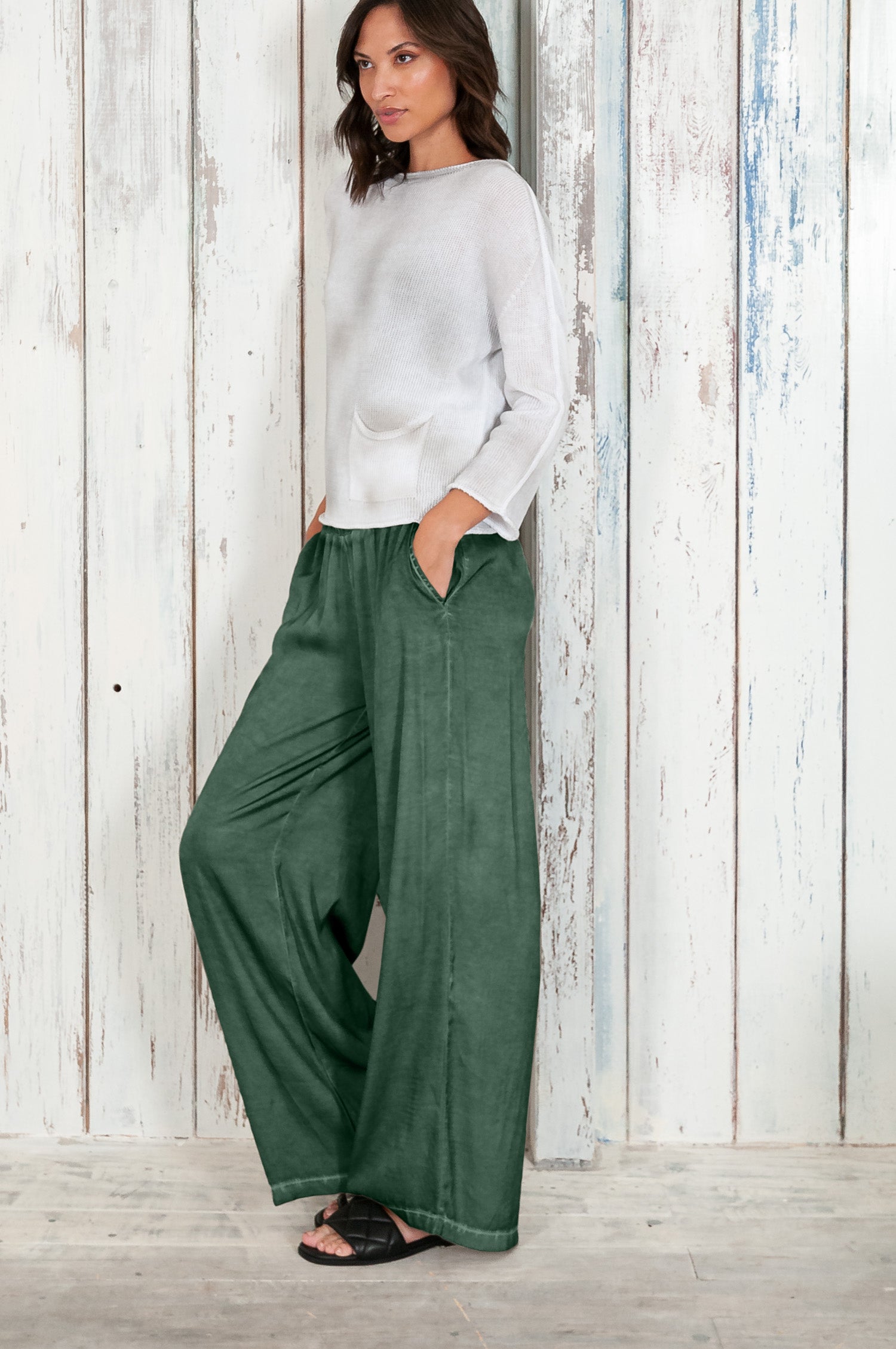 Island Slacks - Wide Flowy Pant - Juniper