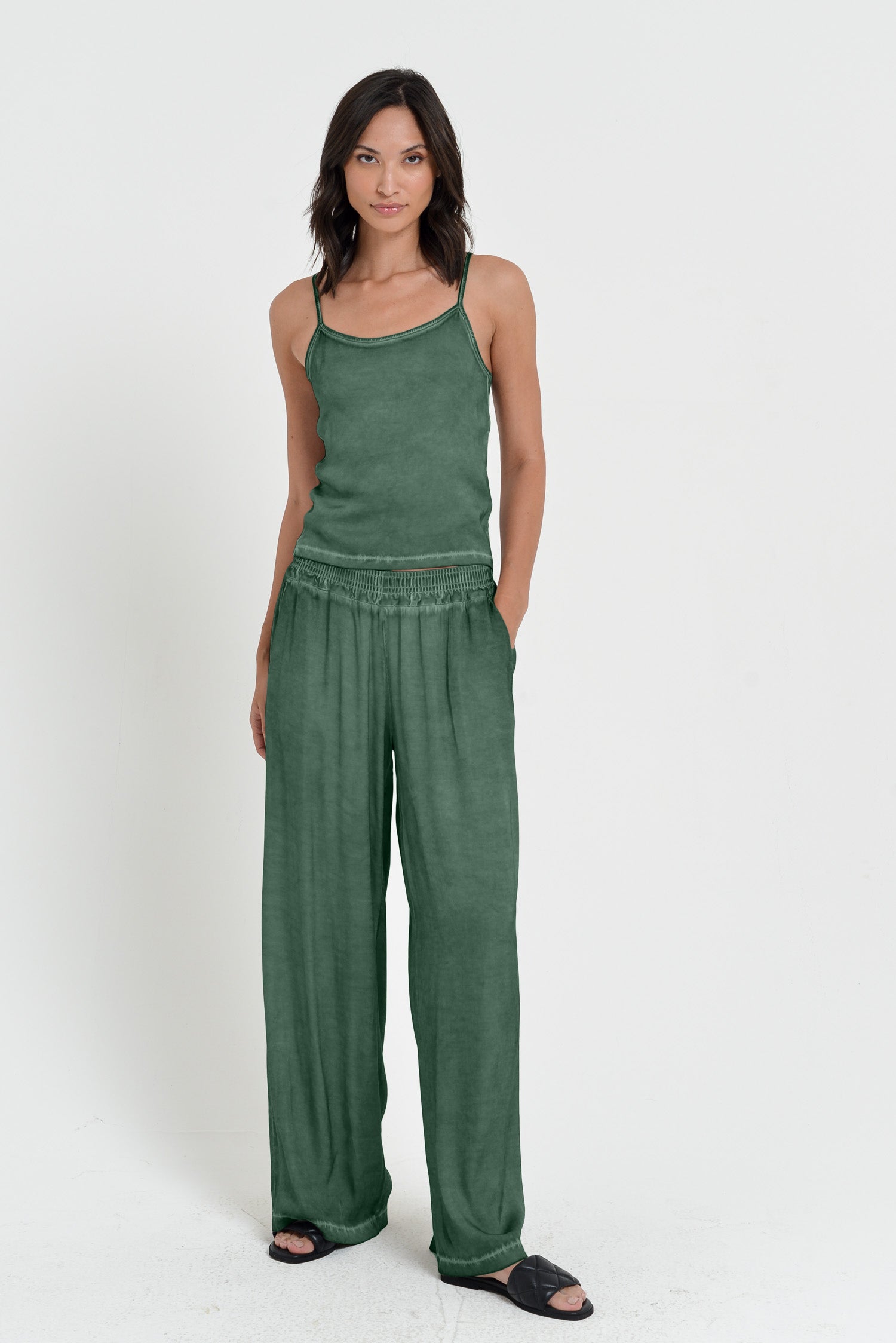 Island Slacks - Wide Flowy Pant - Juniper