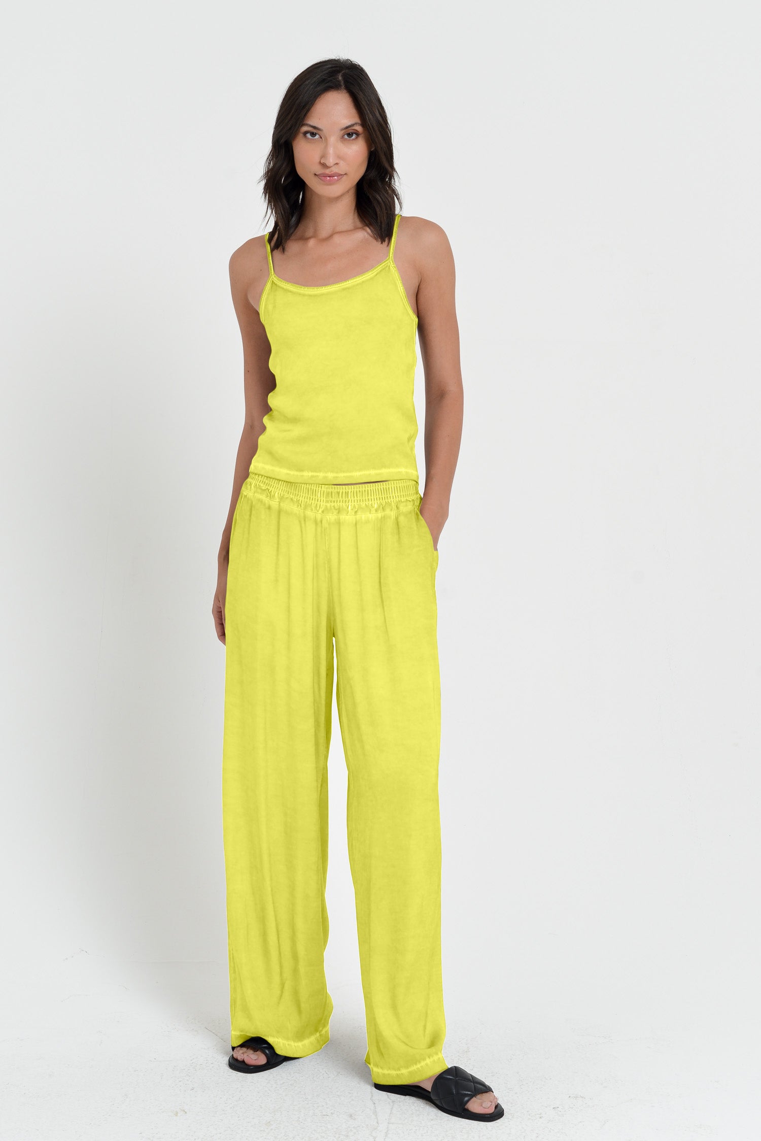 Island Slacks - Wide Flowy Pant - Lime