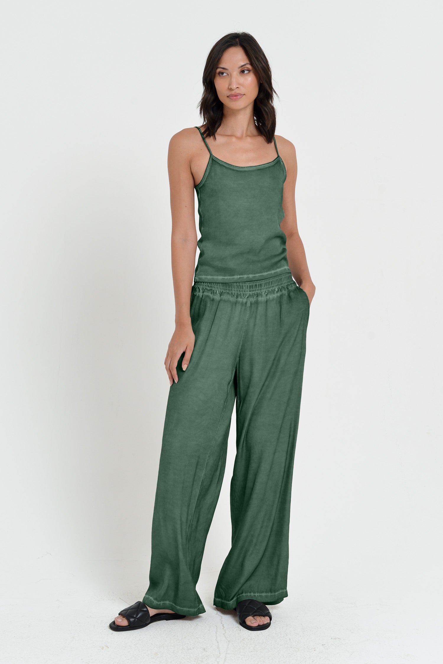 Island Slacks - Wide Flowy Pant - Juniper